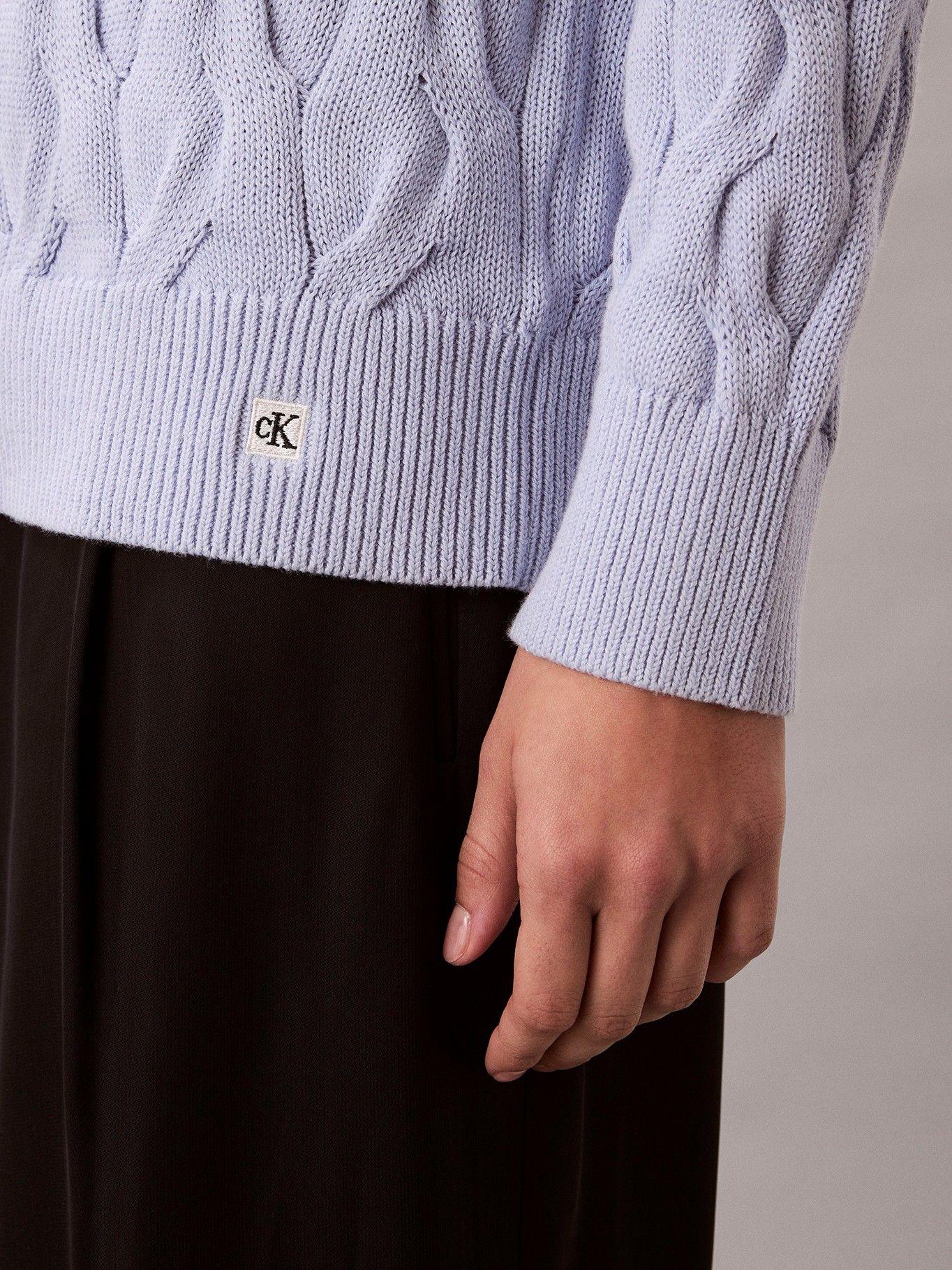 Sweater con Tejido Trenzado de Cuello Lila Calvin Klein-4
