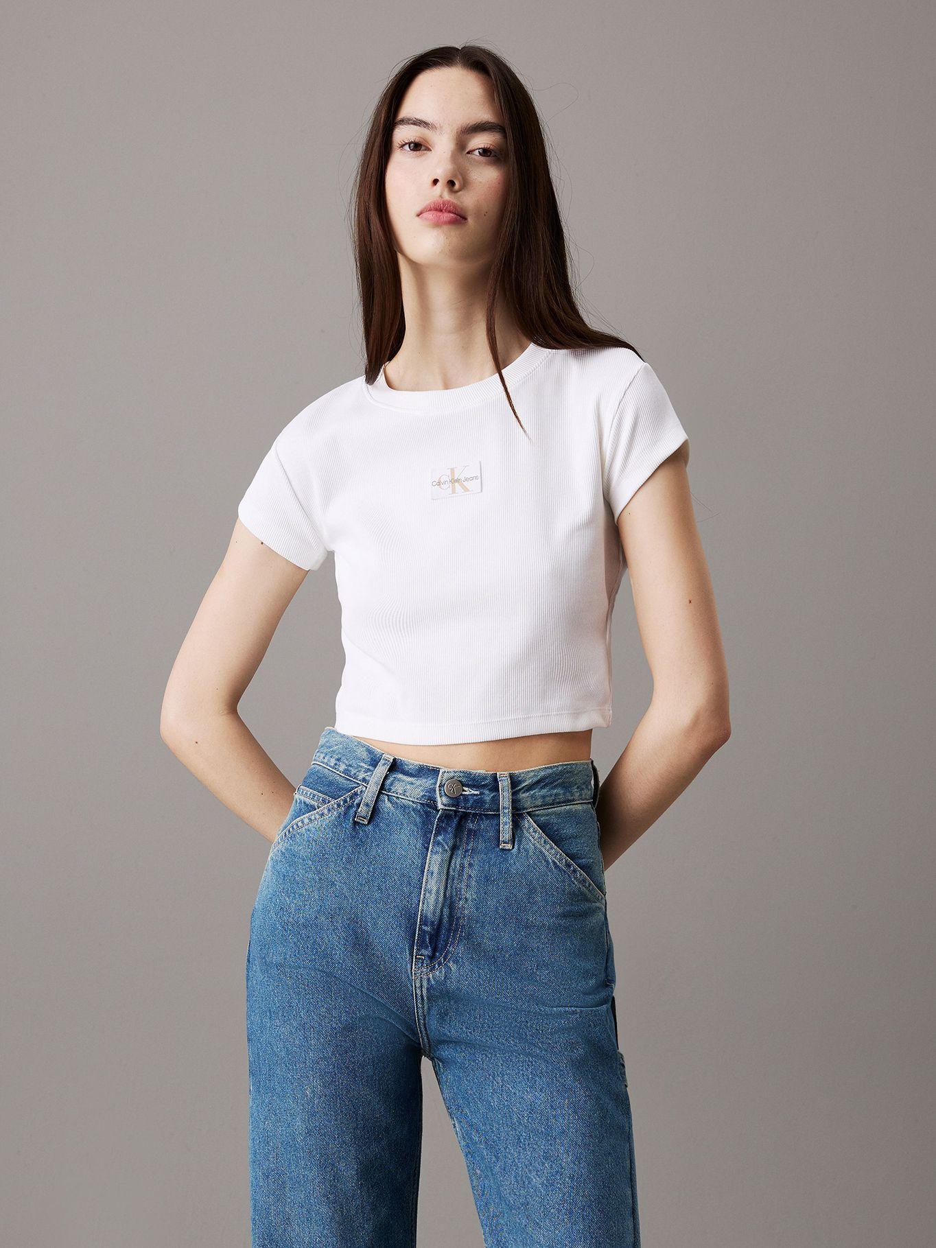 Polera Woven Label Rib Baby Blanco Calvin Klein-0