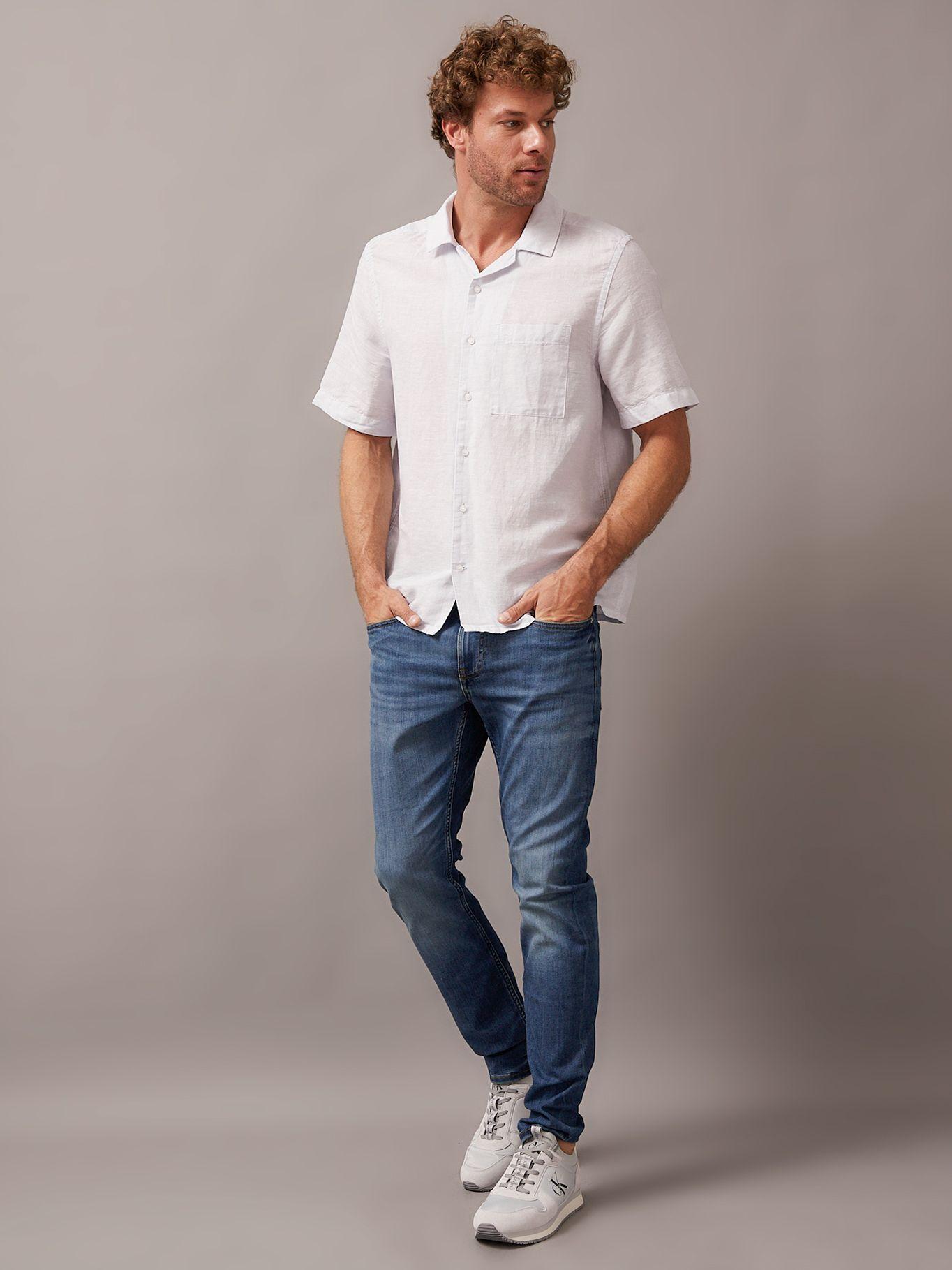Camisa Linen Cotton Cuban Celeste Calvin Klein-1