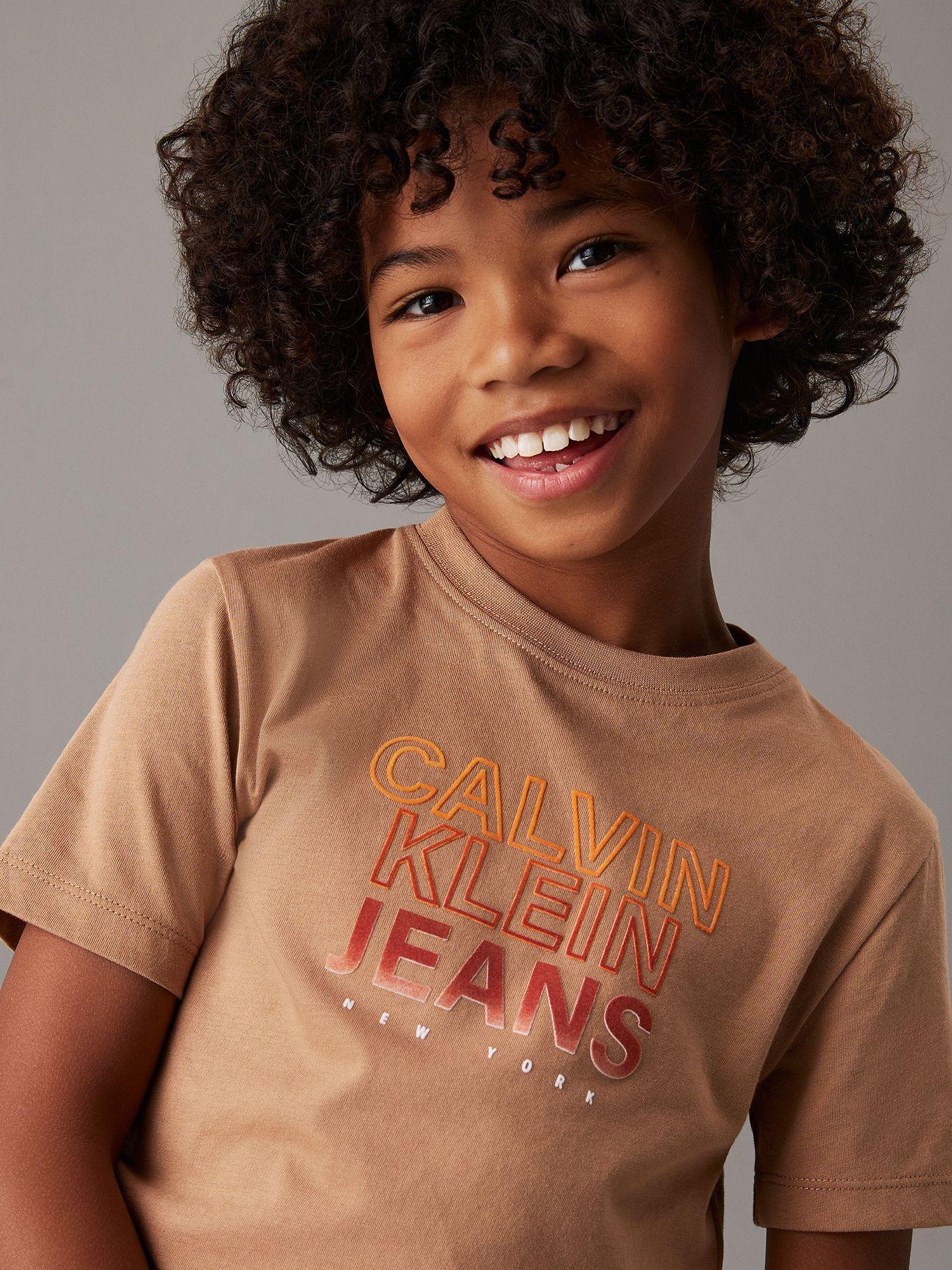 Polera Niño Gradient Flock Logo Café Calvin Klein-3