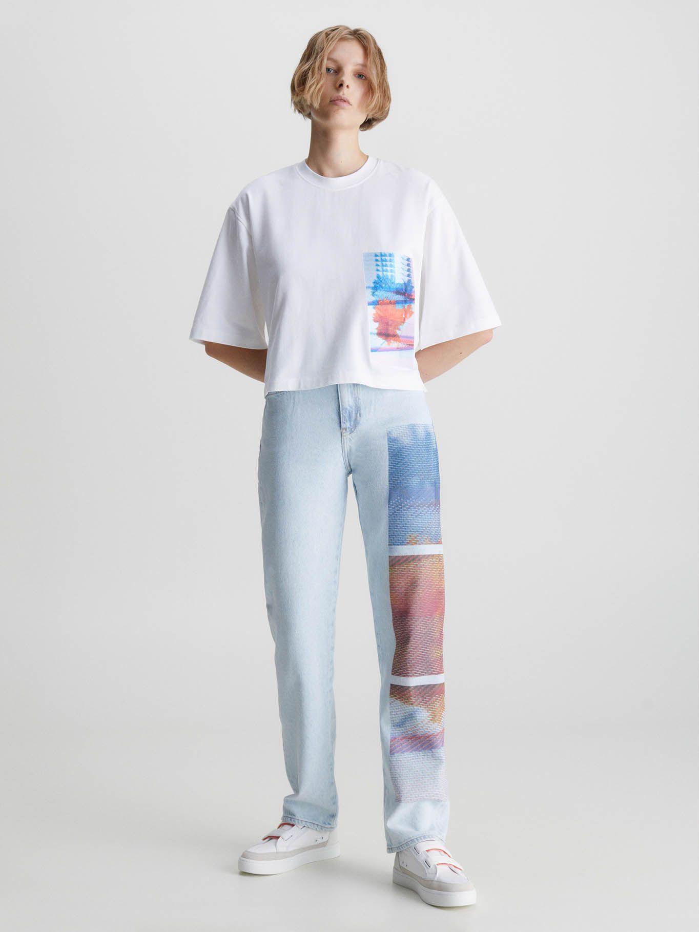 Camiseta bordada holgada Blanco Calvin Klein-1