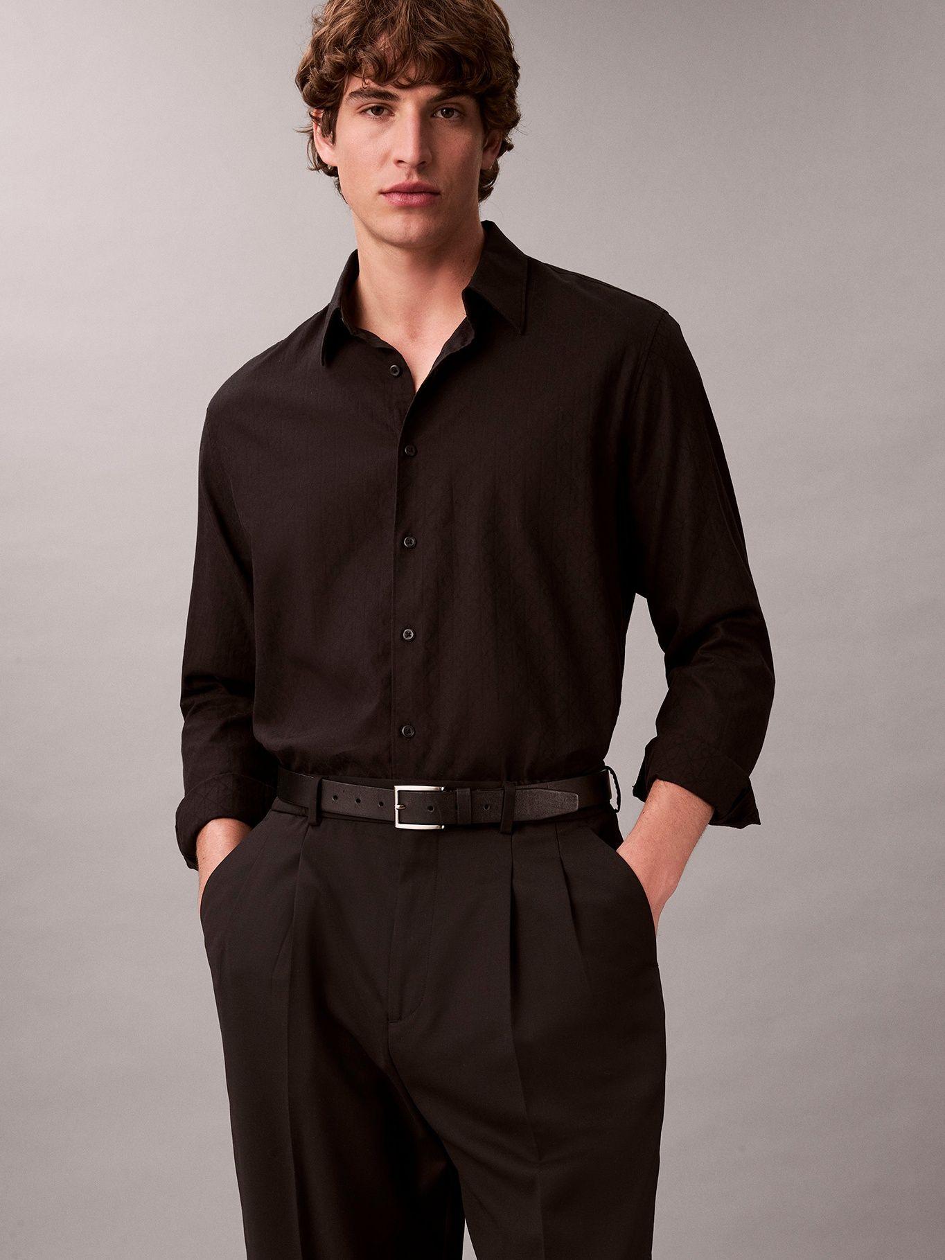 Camisa en Jacquard Negro Calvin Klein-3
