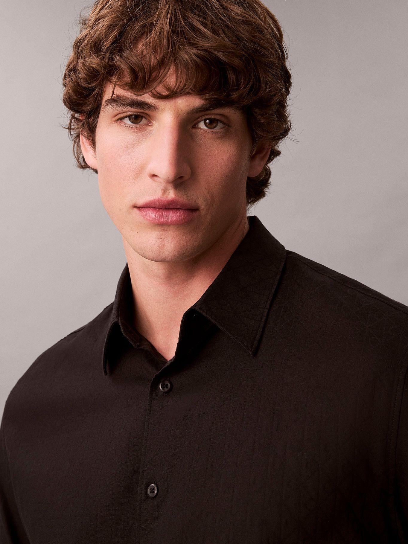 Camisa en Jacquard Negro Calvin Klein-4