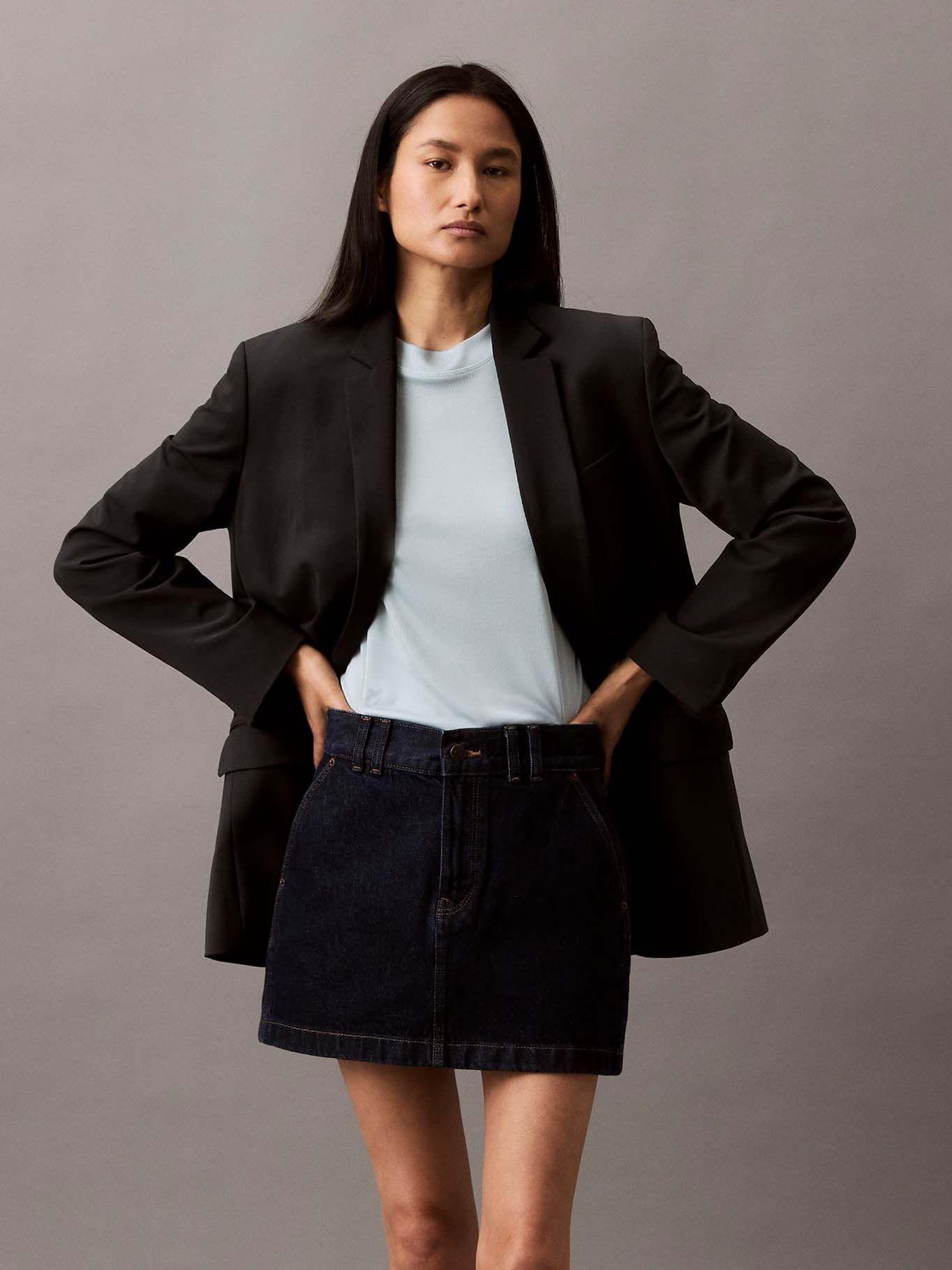 Blusa de Canalé Shiny Textured Celeste Calvin Klein-3