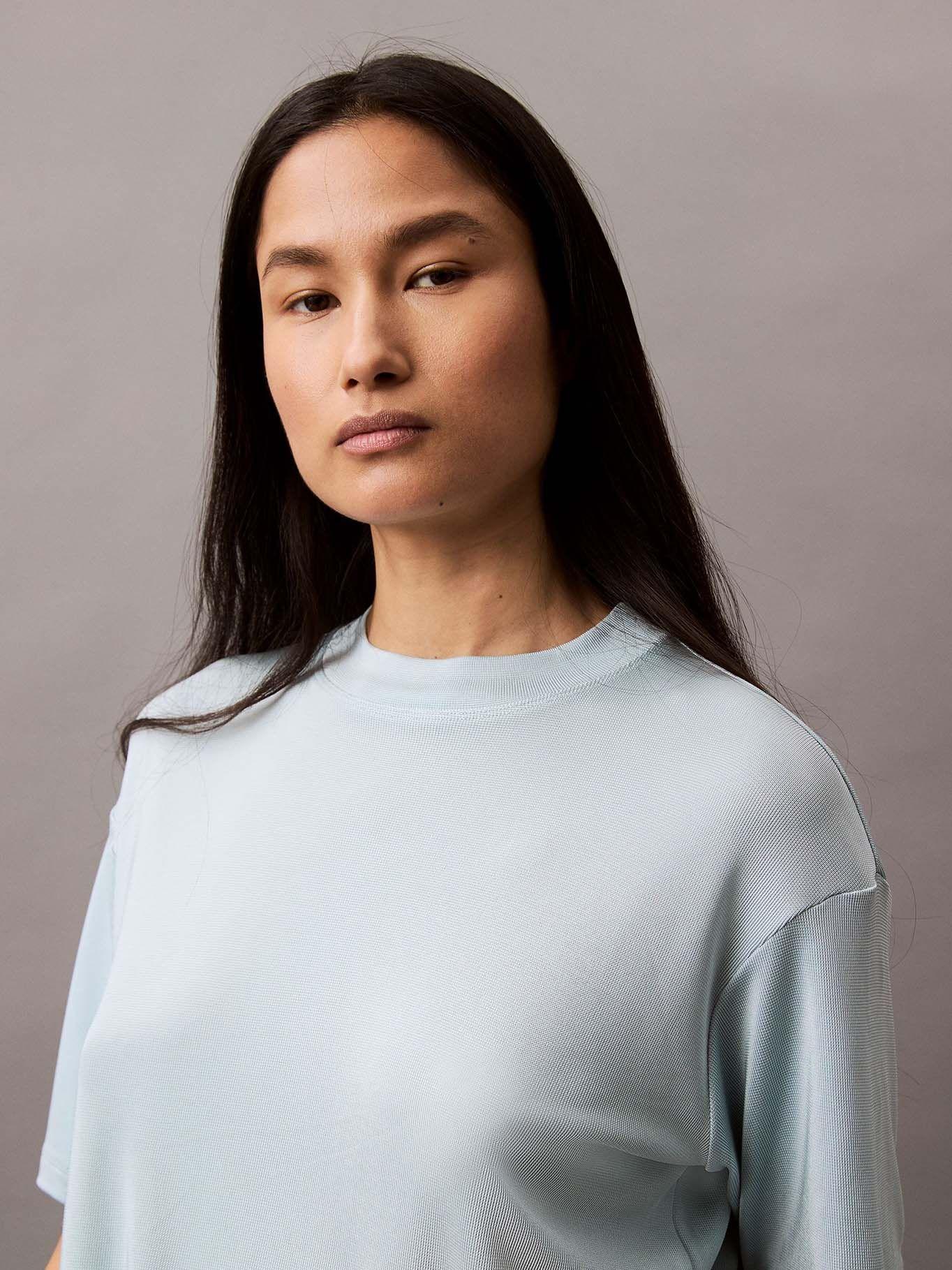 Blusa de Canalé Shiny Textured Celeste Calvin Klein-4