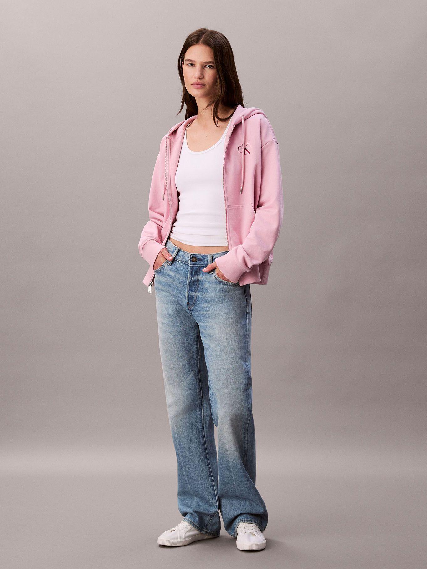 Polerón Cierre de Cremallera Gorro Rosado Calvin Klein-1