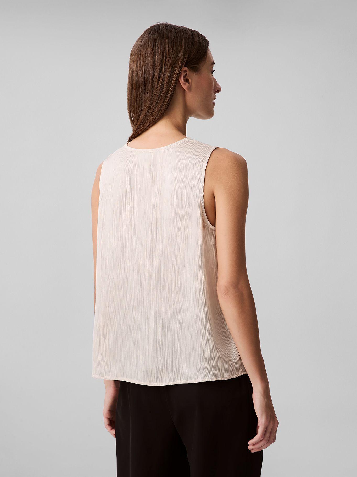 Blusa Plisse V-Neck Beige Calvin Klein-2