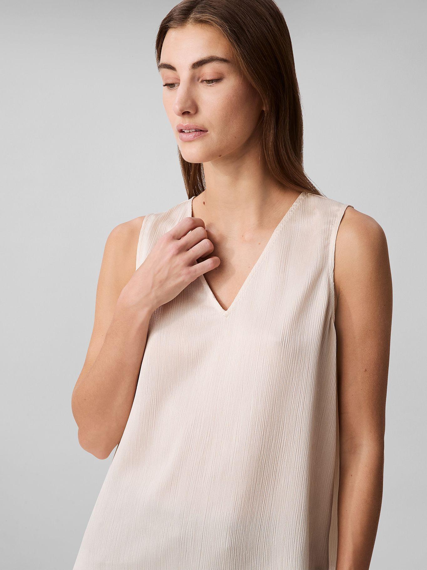 Blusa Plisse V-Neck Beige Calvin Klein-3