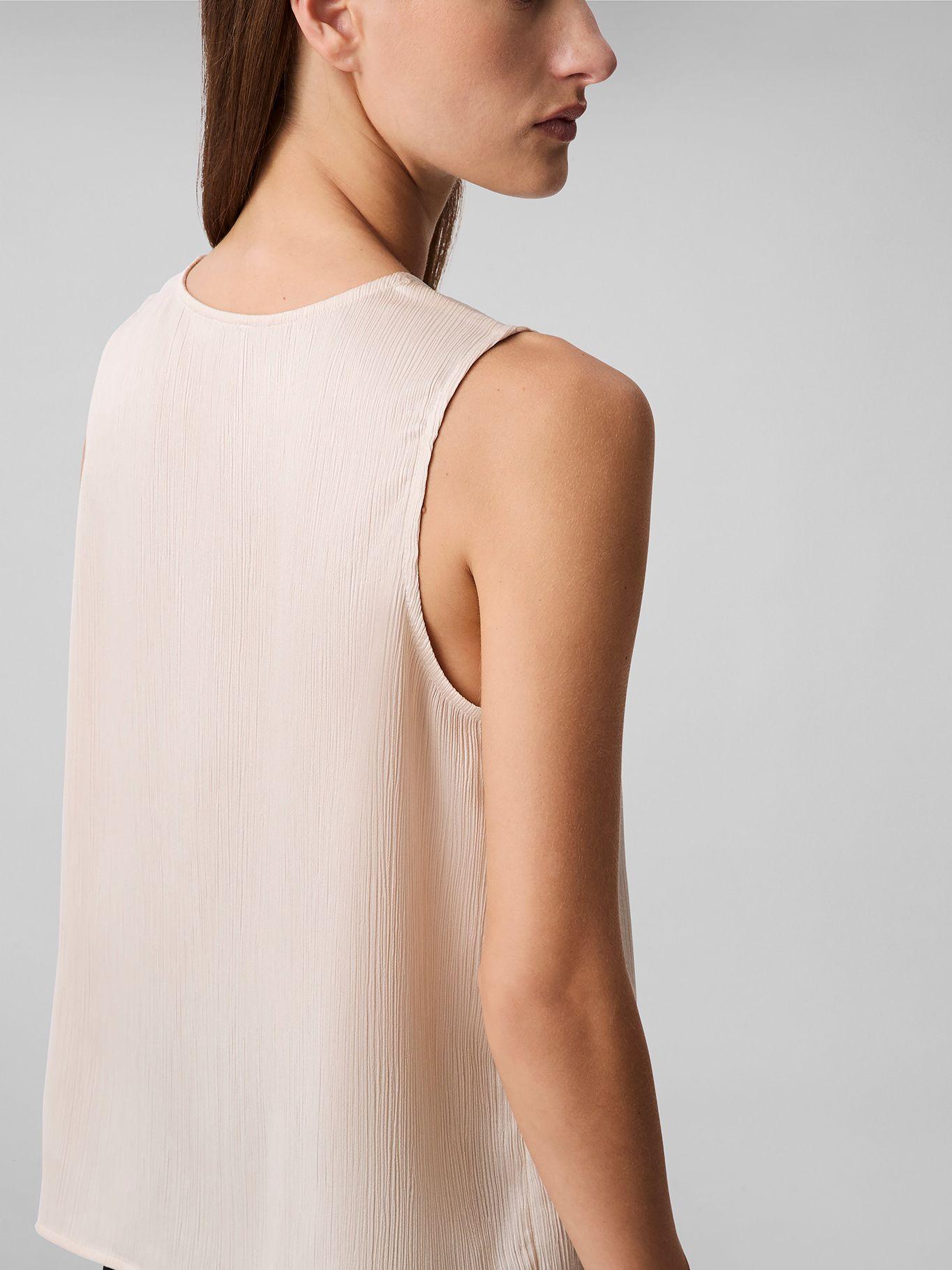 Blusa Plisse V-Neck Beige Calvin Klein-4