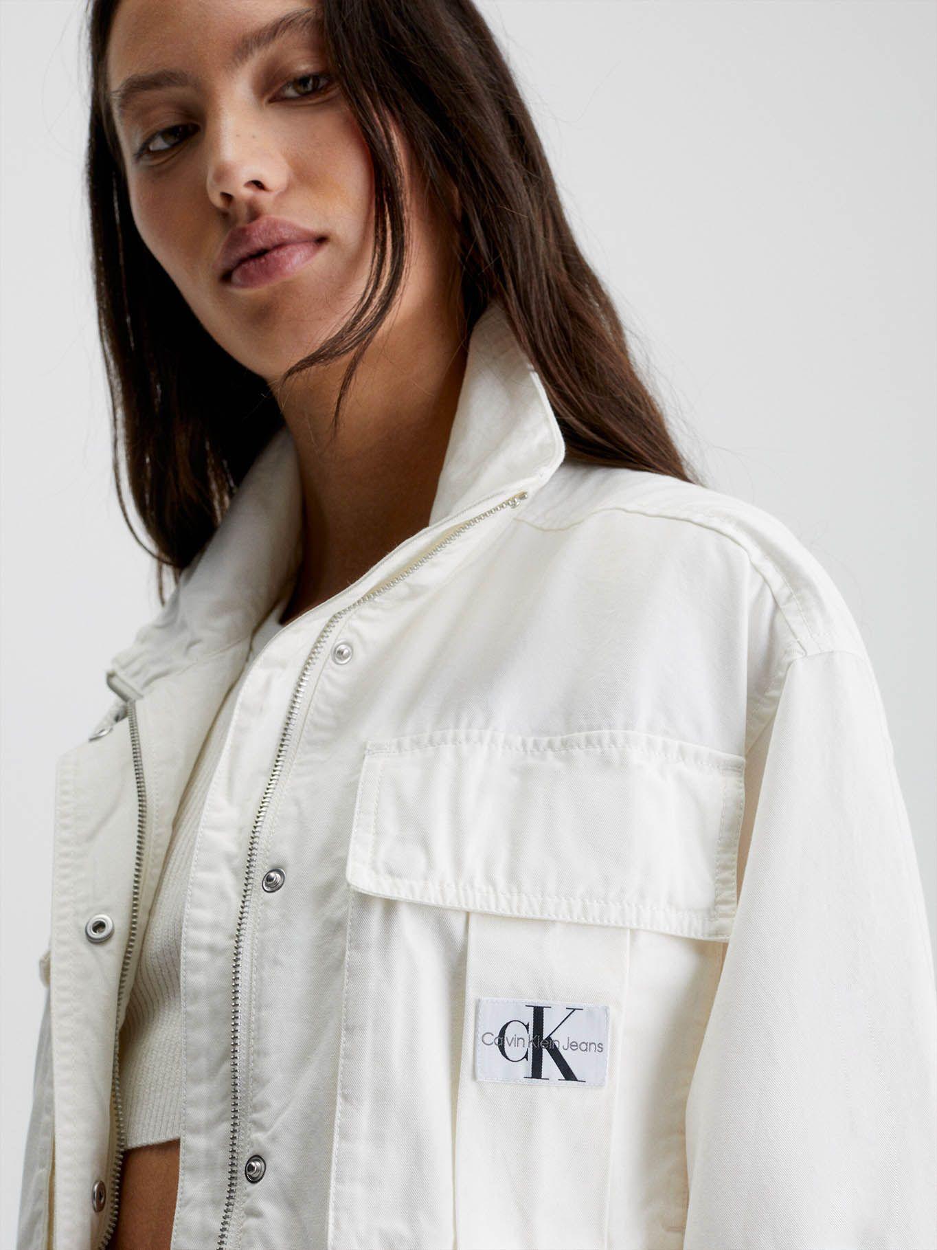 Chaqueta de trabajo cropped con cinturón Blanco Calvin Klein-3