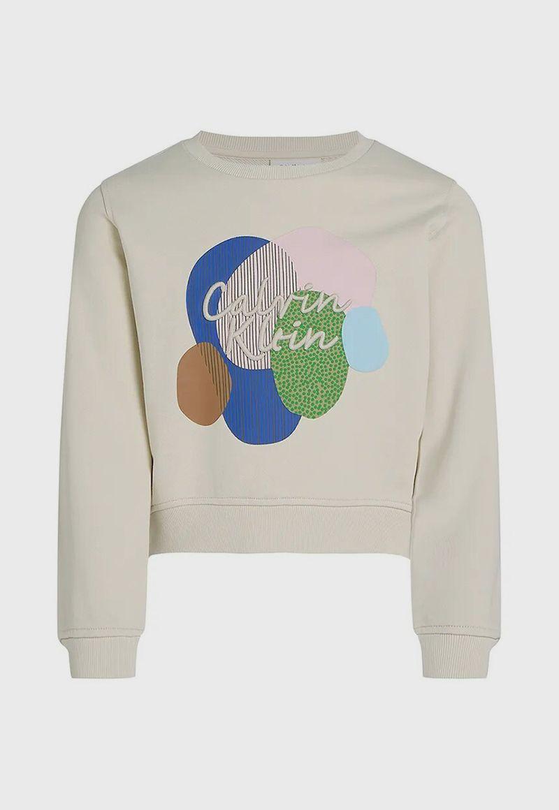 Polerón holgado con gráfico Beige Calvin Klein-3