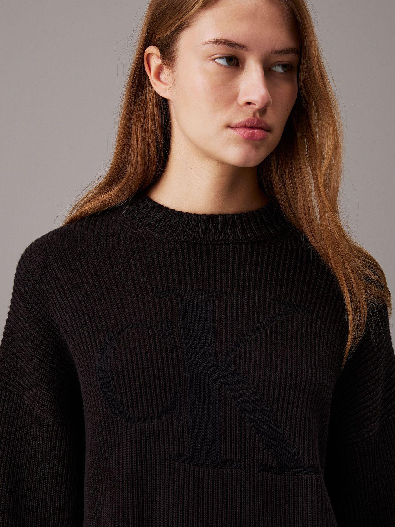 Sweater Logo Intarsia Negro Calvin Klein-3