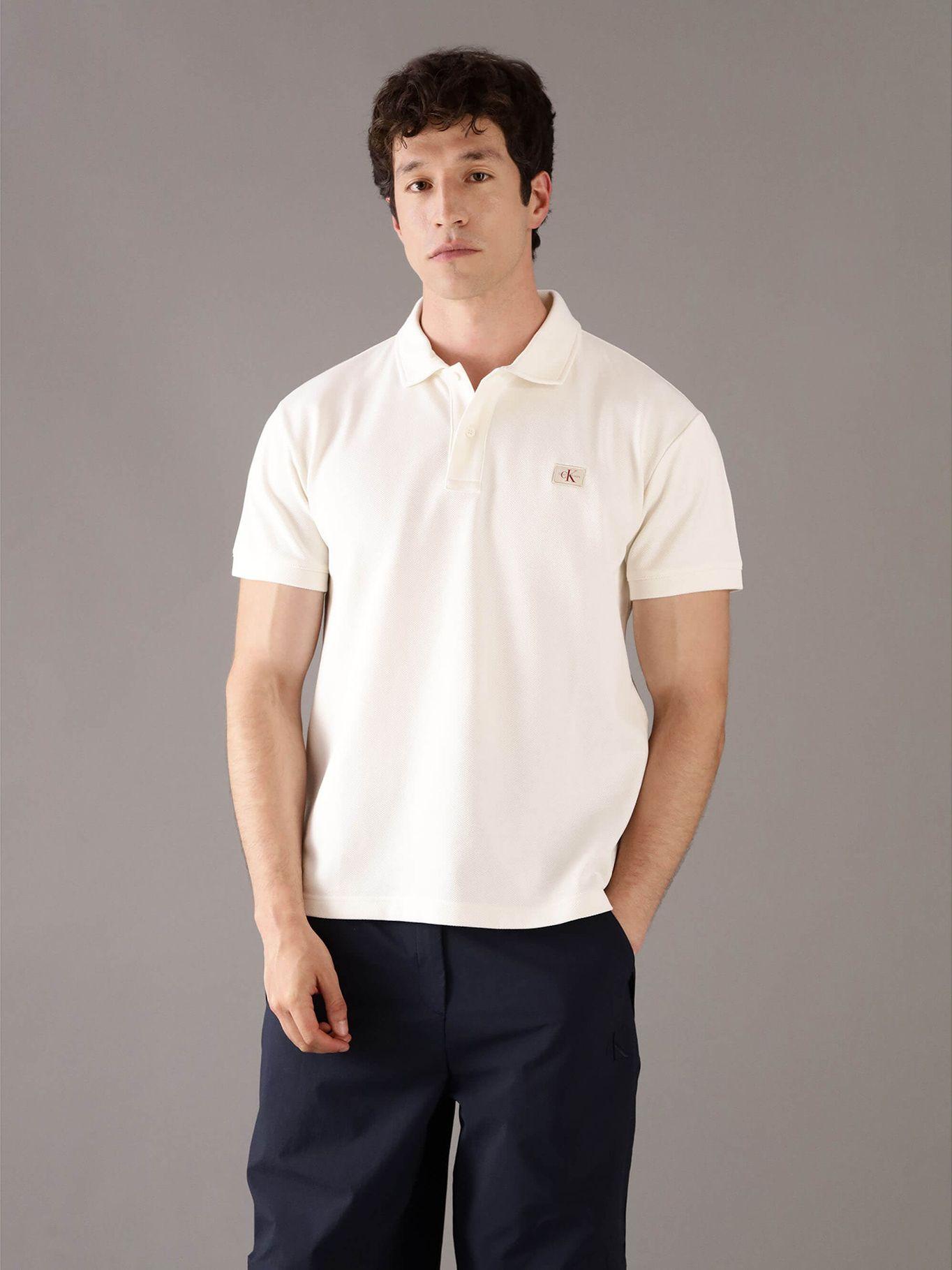 Polo manga corta de etiqueta tejida Blanco Calvin Klein-0