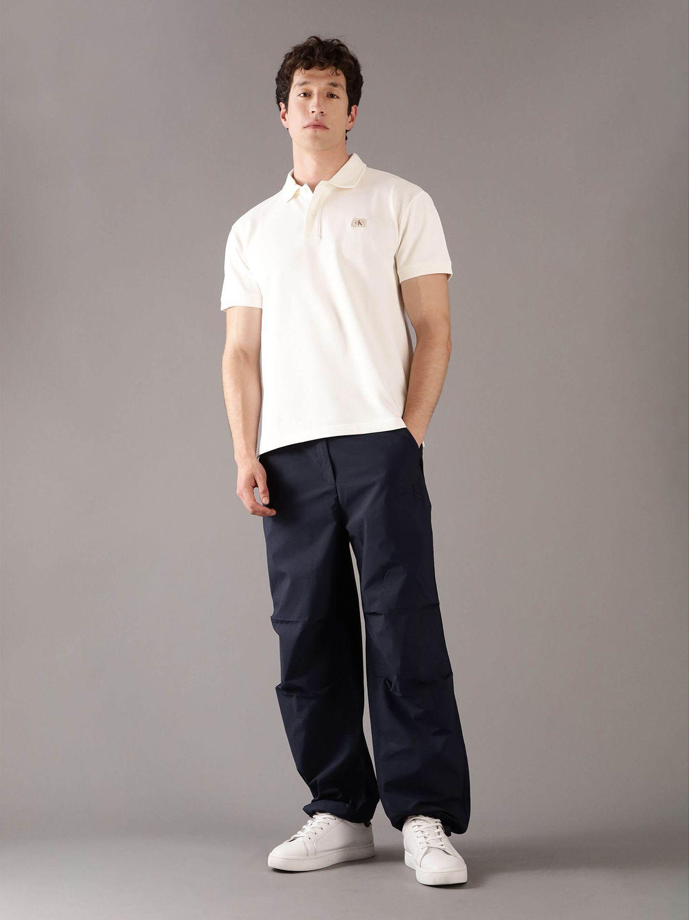 Polo manga corta de etiqueta tejida Blanco Calvin Klein-1