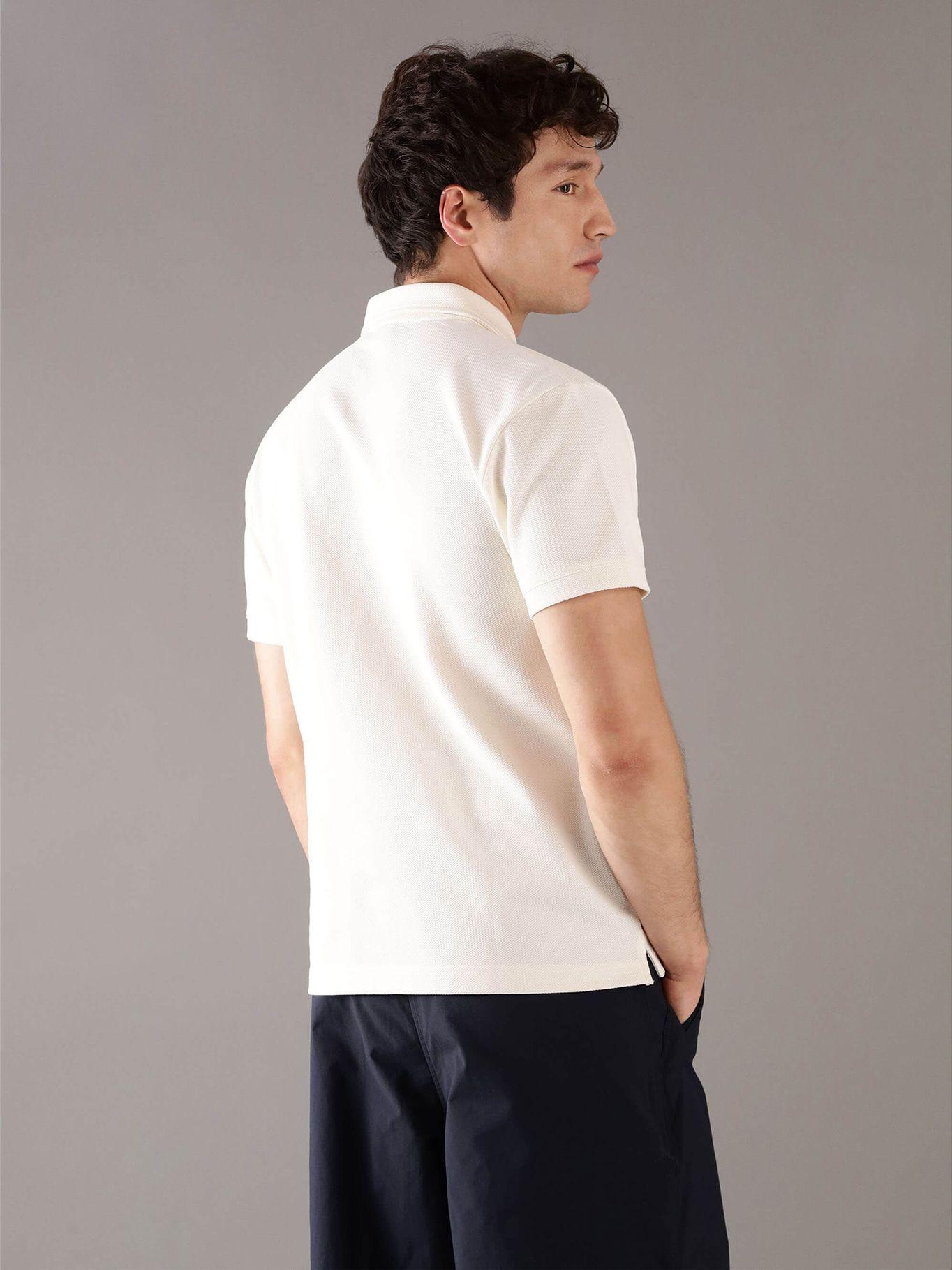 Polo manga corta de etiqueta tejida Blanco Calvin Klein-2