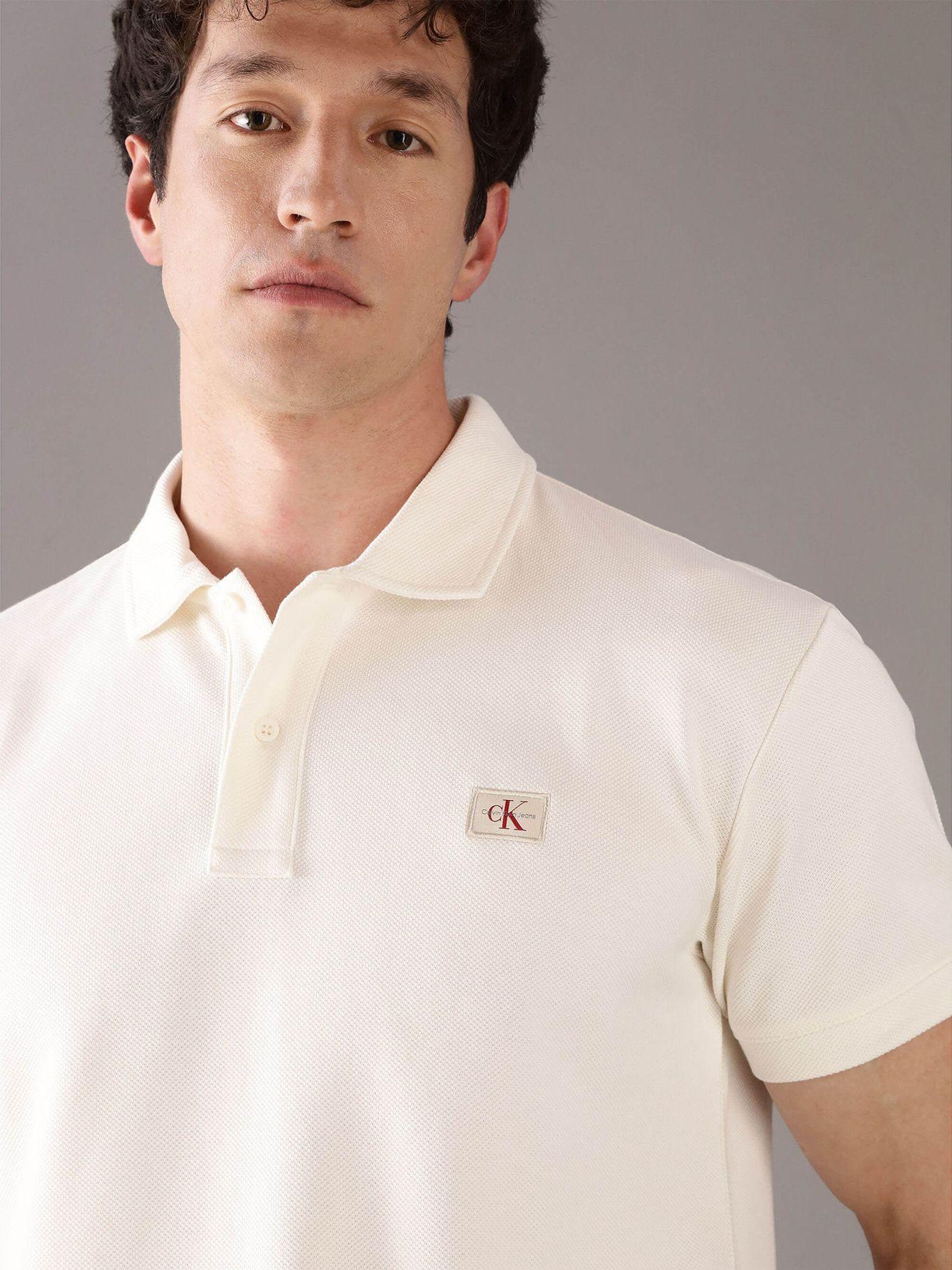 Polo manga corta de etiqueta tejida Blanco Calvin Klein-3