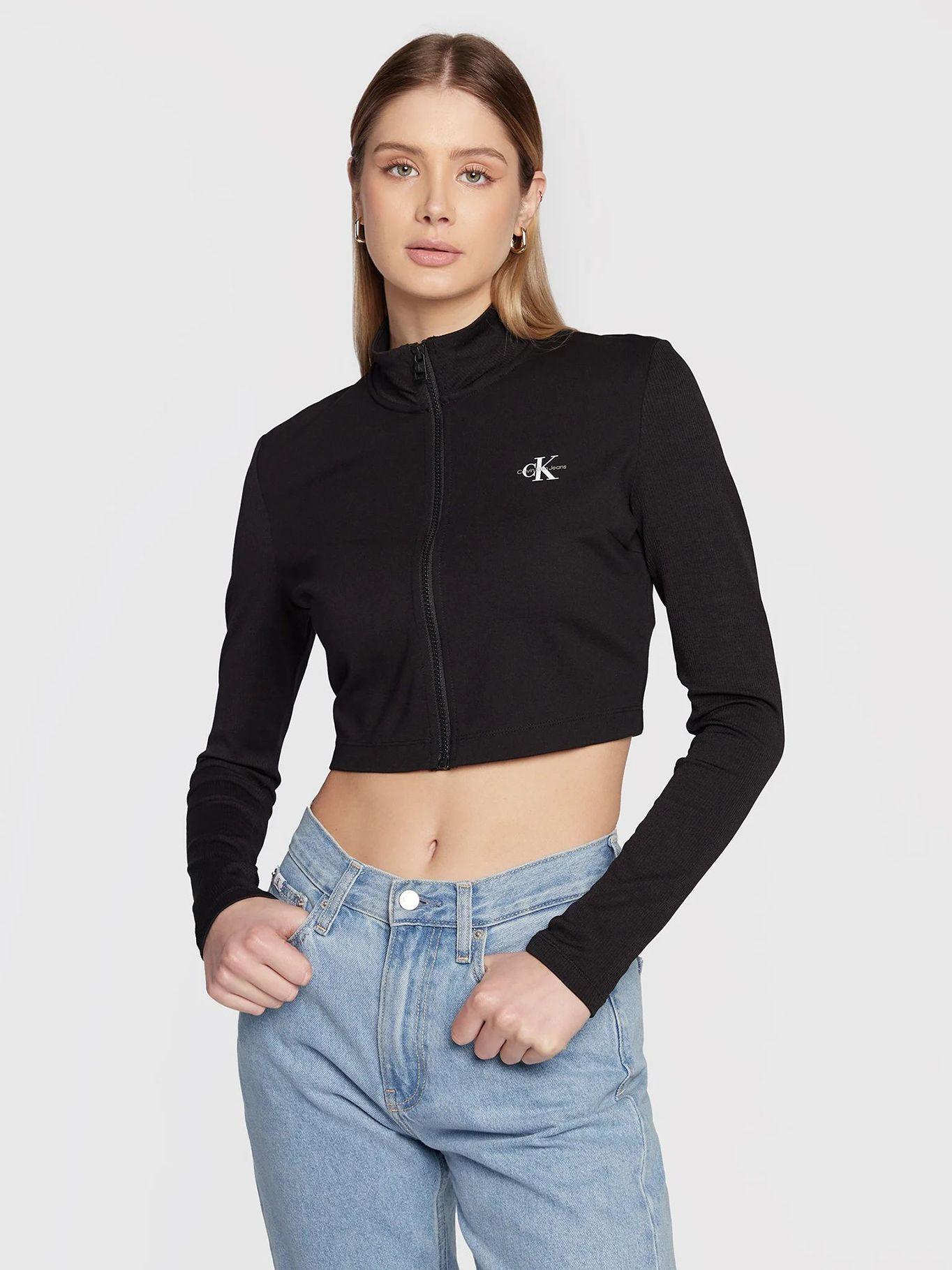 Camiseta manga larga con cierre de cremallera Negro Calvin Klein-0