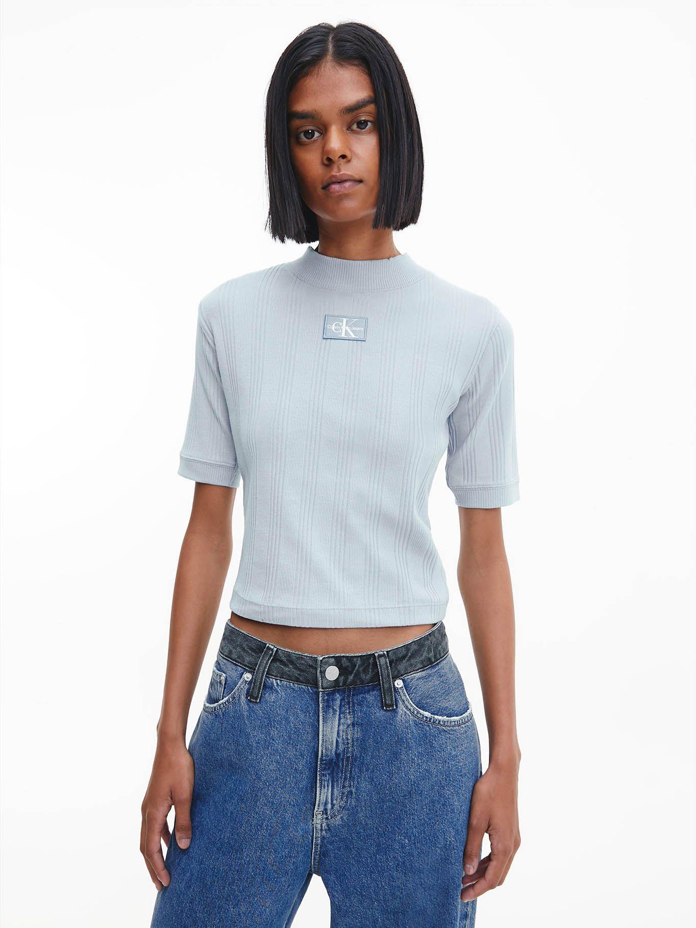 Camiseta acanalada de manga corta Blanco Calvin Klein-0