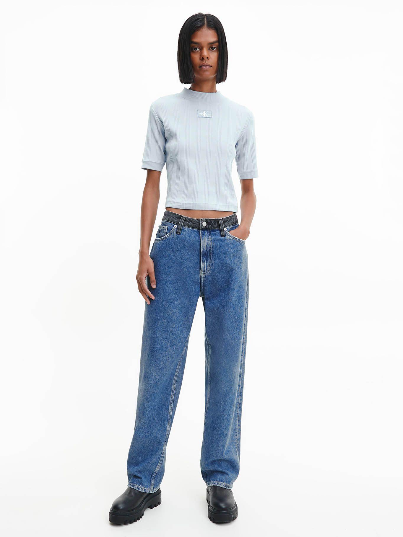 Camiseta acanalada de manga corta Blanco Calvin Klein-1