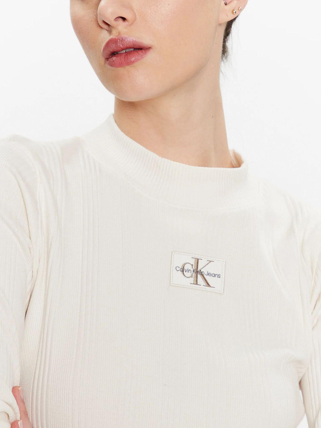 Camiseta manga larga con cuello alzado Blanco Calvin Klein-4