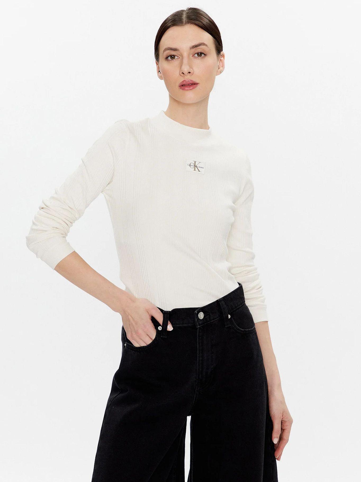 Camiseta manga larga con cuello alzado Blanco Calvin Klein-0