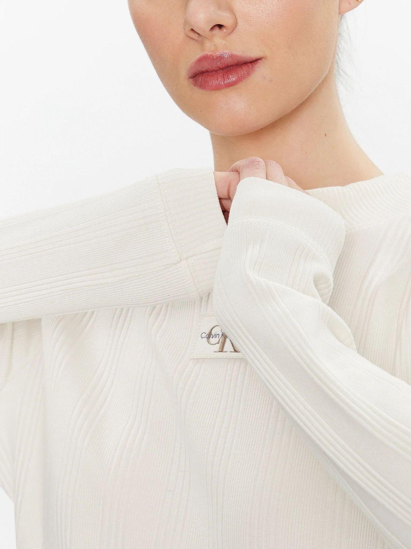 Camiseta manga larga con cuello alzado Blanco Calvin Klein-3