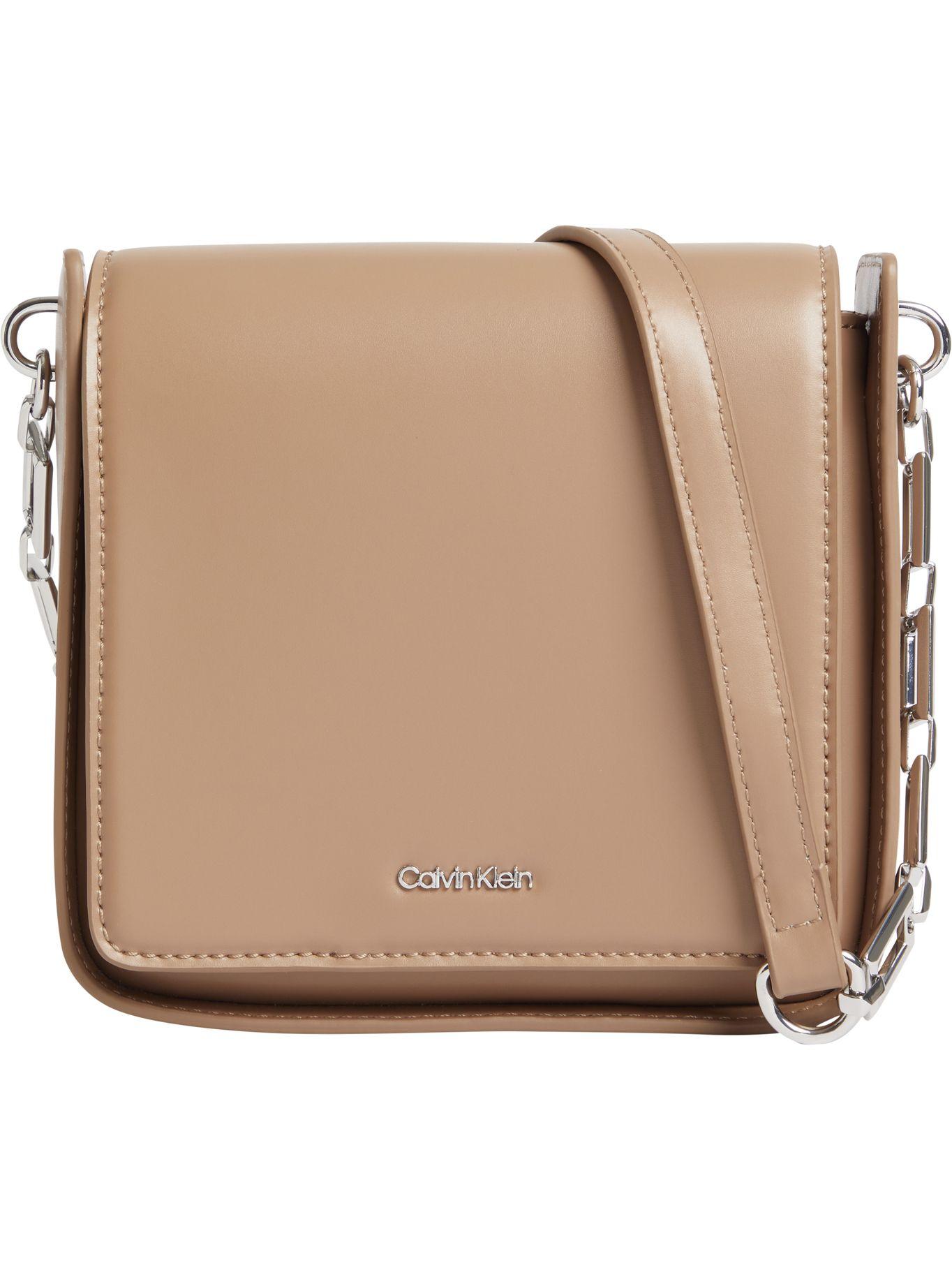 Bolso bandolera con solapa Beige Calvin Klein-0