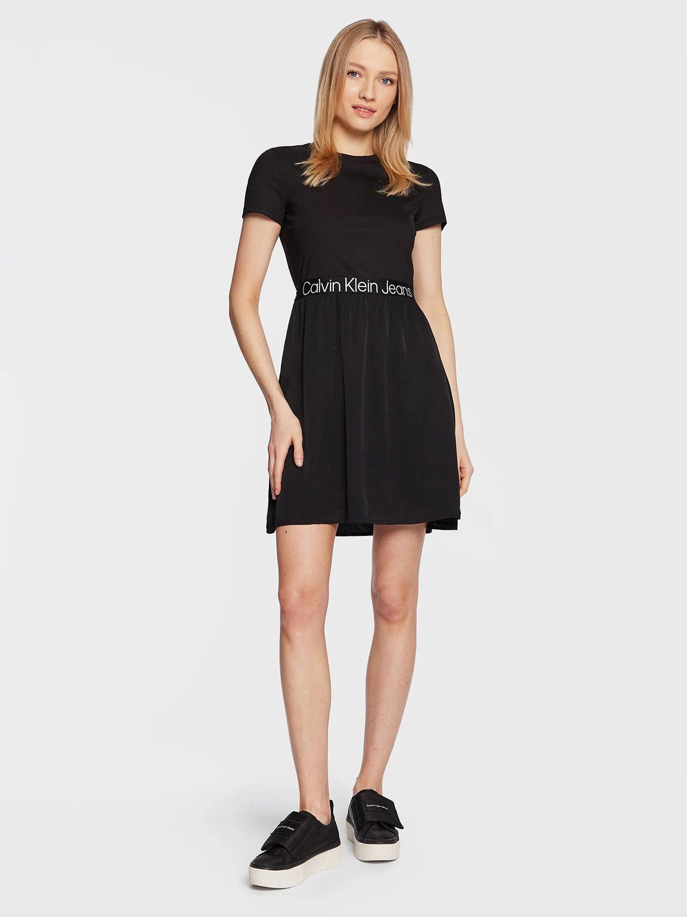 Vestido con logo y cuello redondo Negro Calvin Klein-1