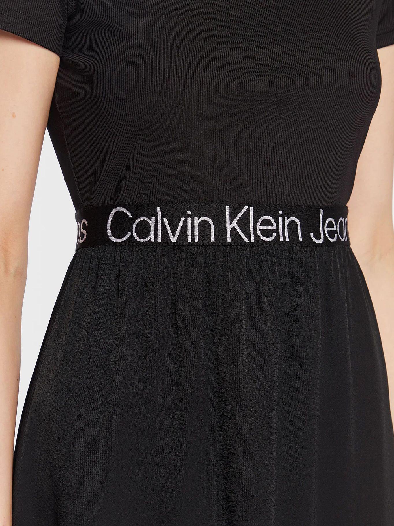 Vestido con logo y cuello redondo Negro Calvin Klein-4