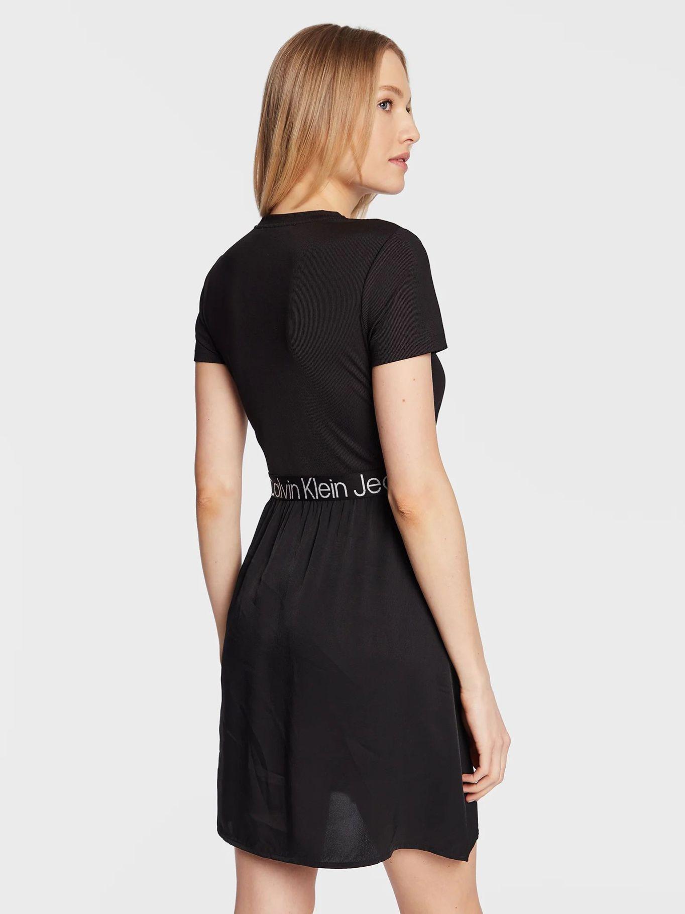 Vestido con logo y cuello redondo Negro Calvin Klein-2