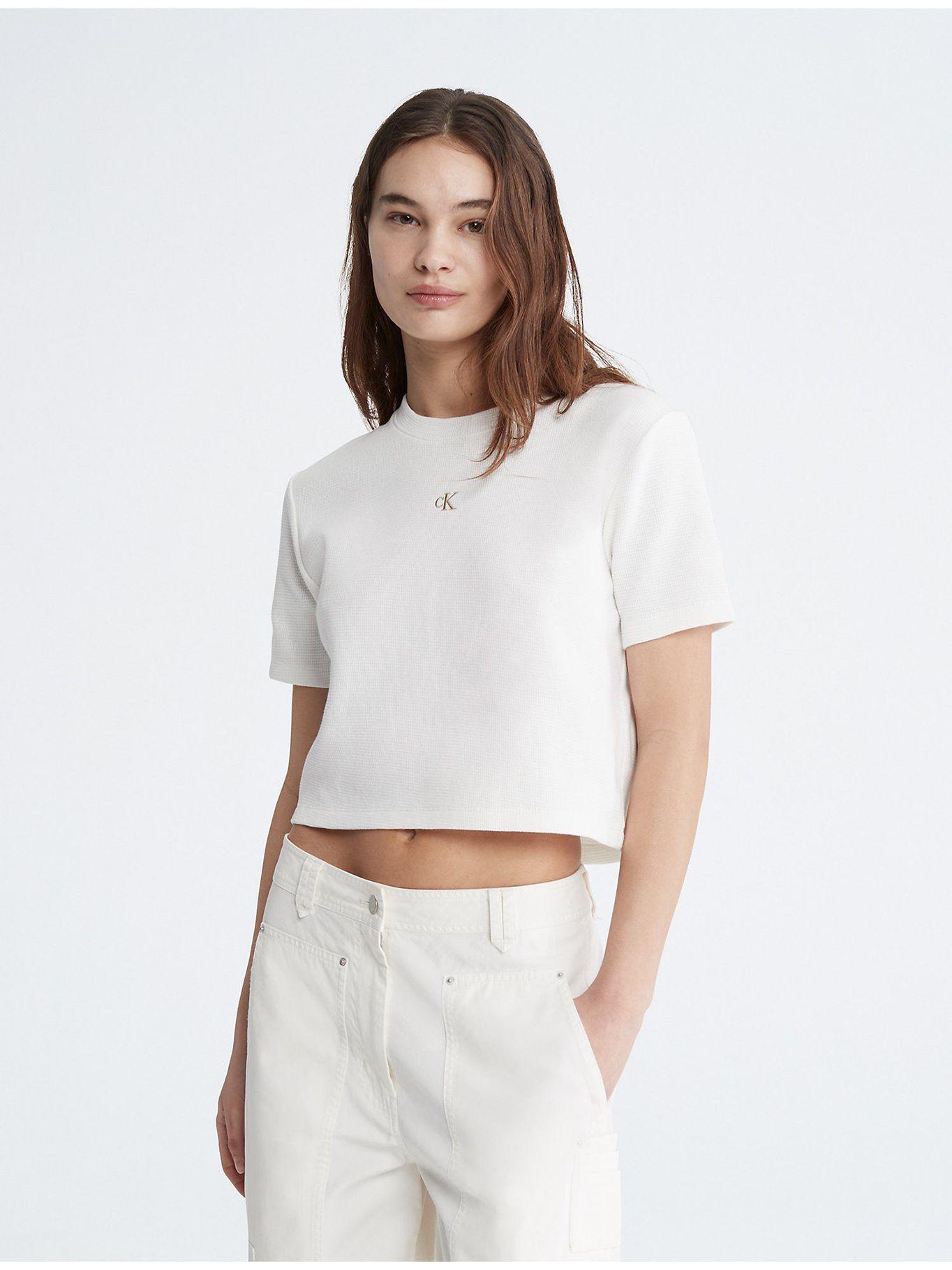 Camiseta corta con logo Blanco Calvin Klein-0