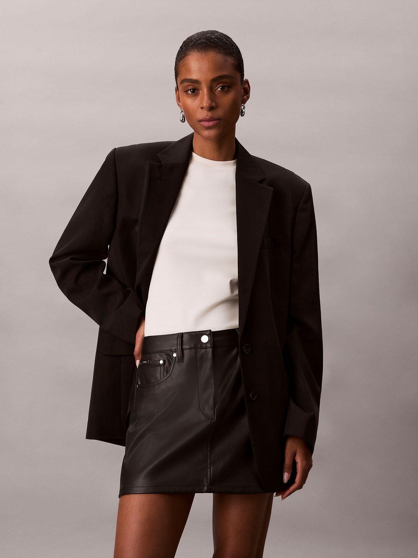 Minifalda Efecto Cuero con Bolsillos Negro Calvin Klein-0