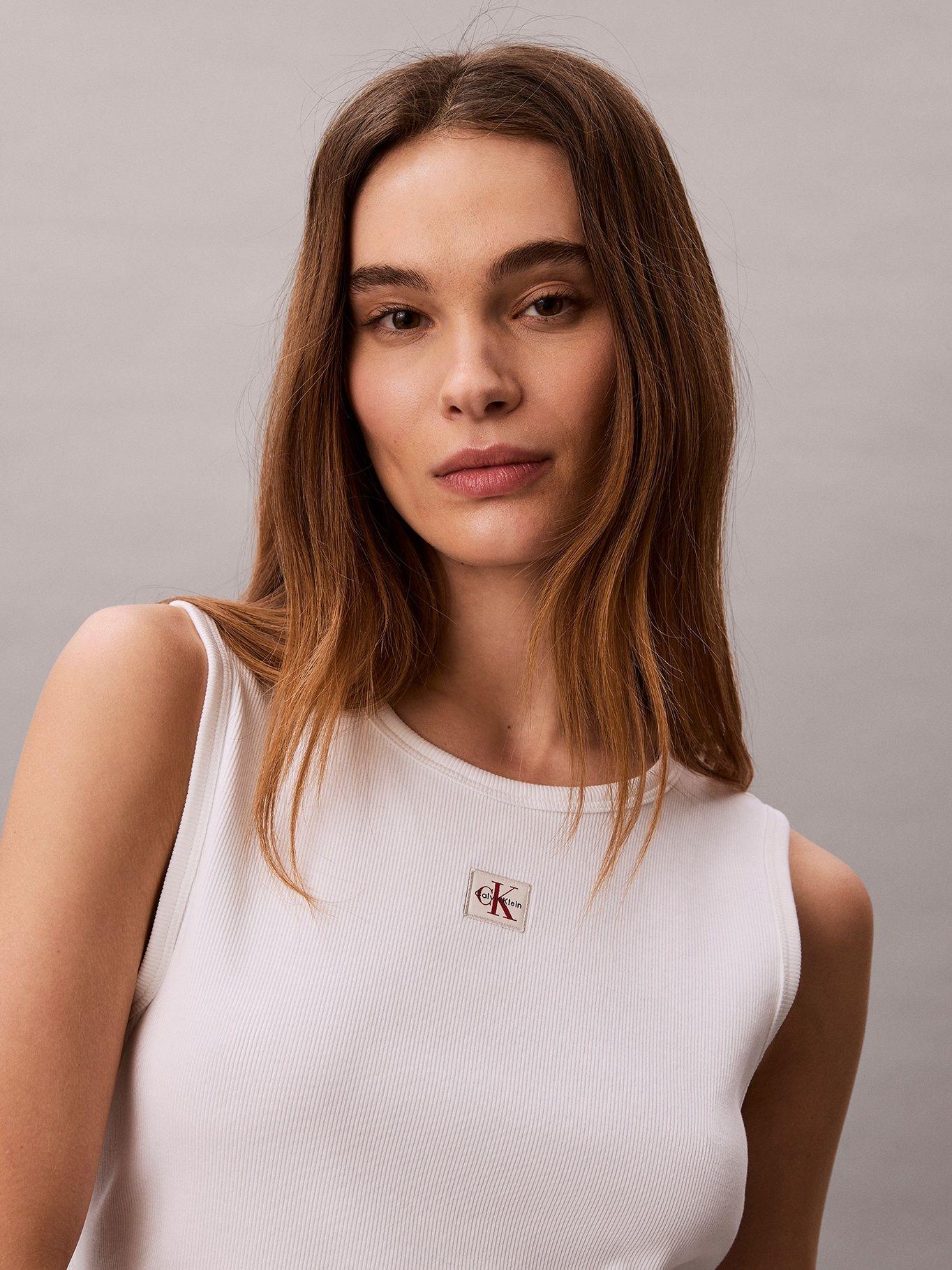 Polera de Punto sin Mangas Blanco Calvin Klein-4