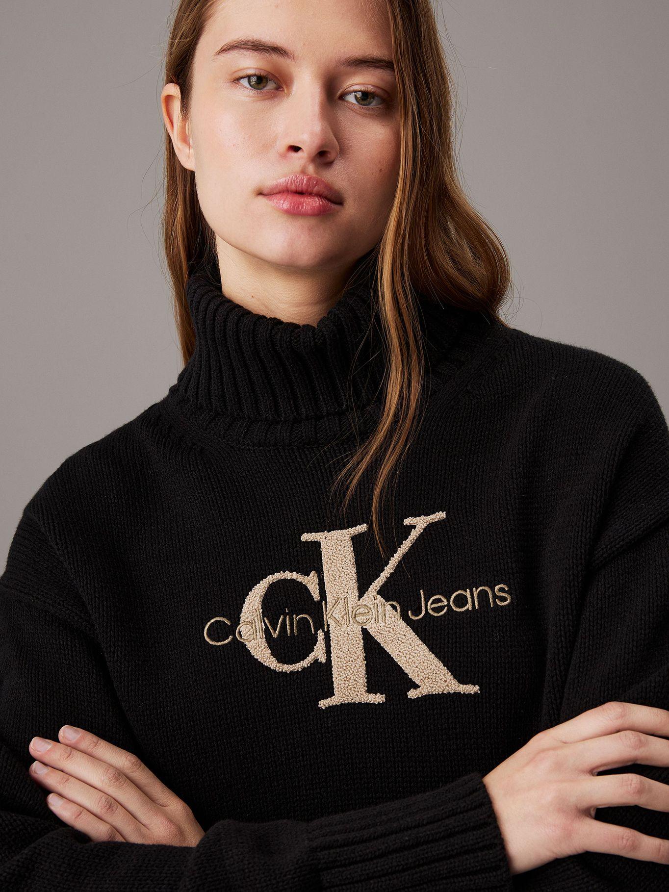 Sweater Chenille Monologo Negro Calvin Klein-3