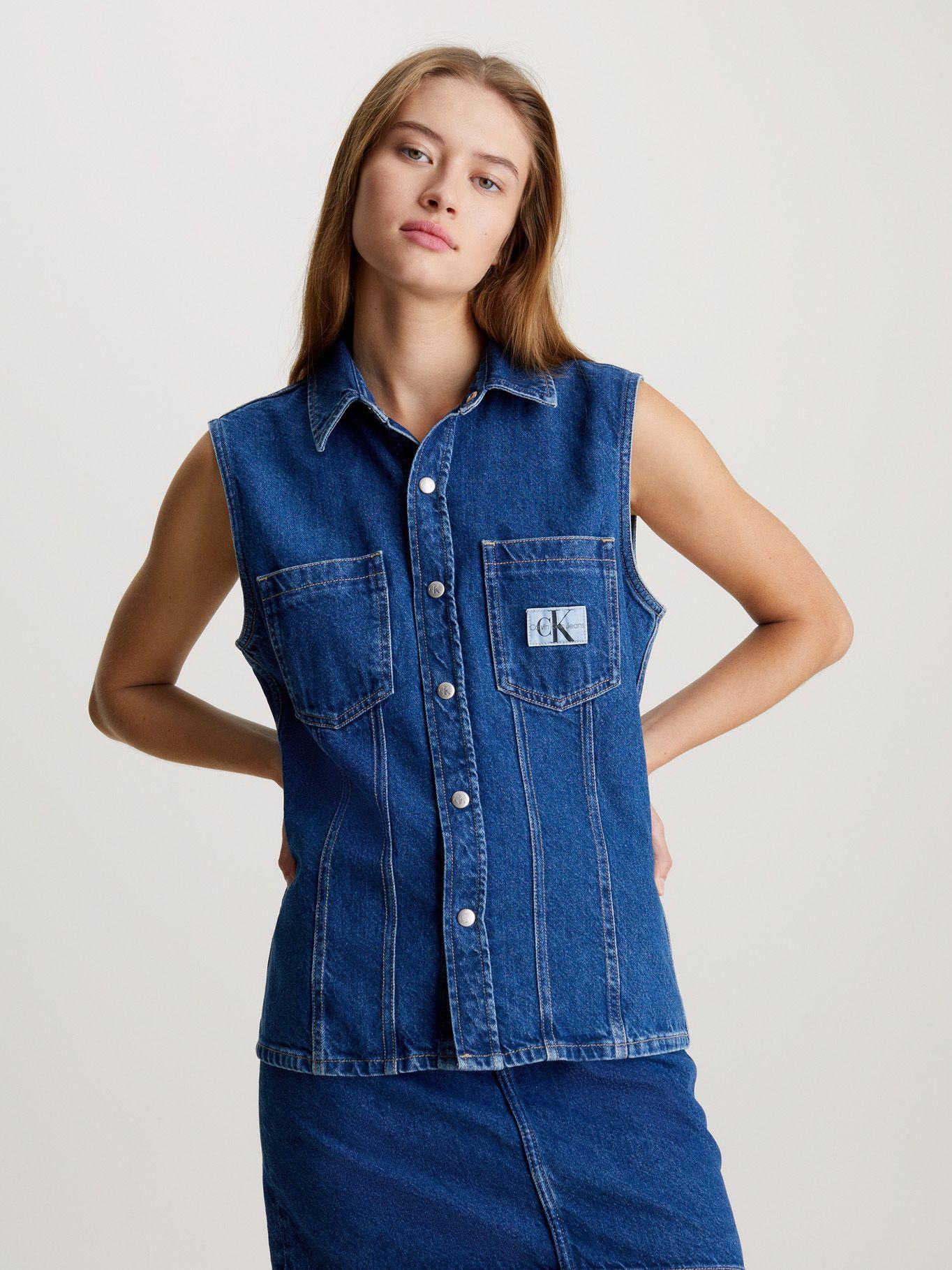Blusa Sleeveless Lean Denim Azul Calvin Klein-0