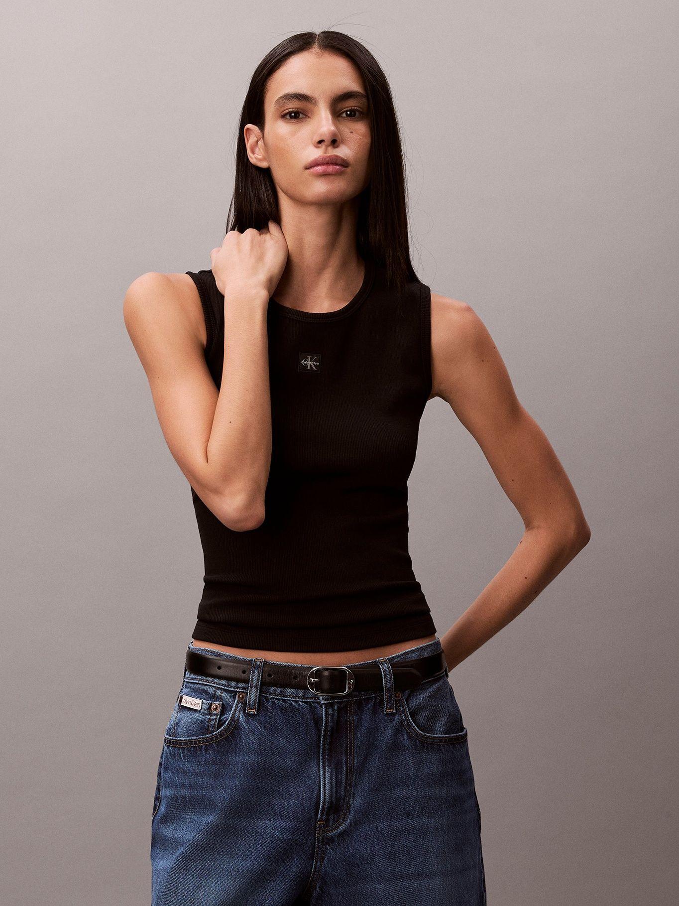 Polera de Punto sin Mangas Negro Calvin Klein-0