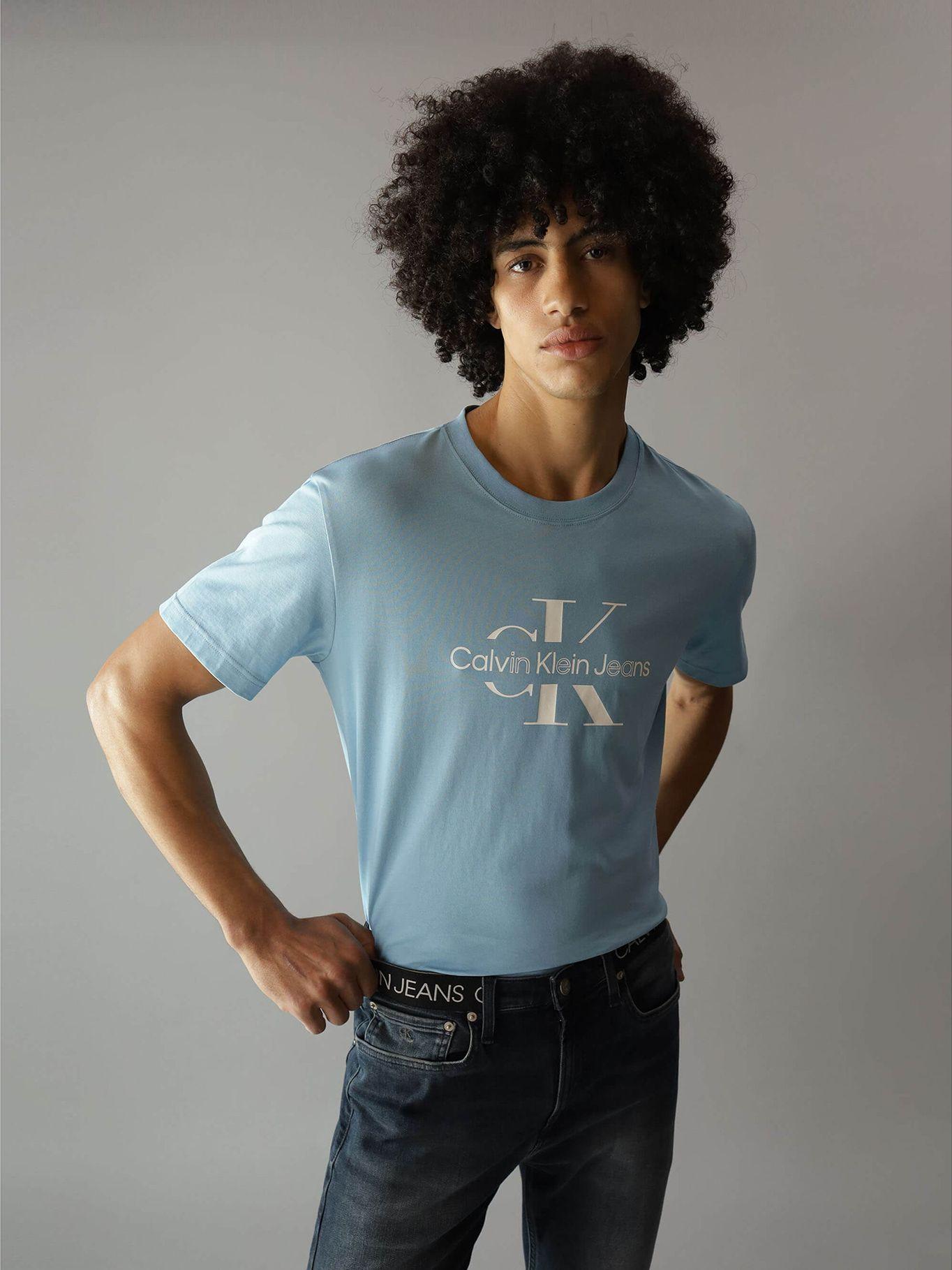 Polera Disrupted Outline Monologo Azul Calvin Klein-0