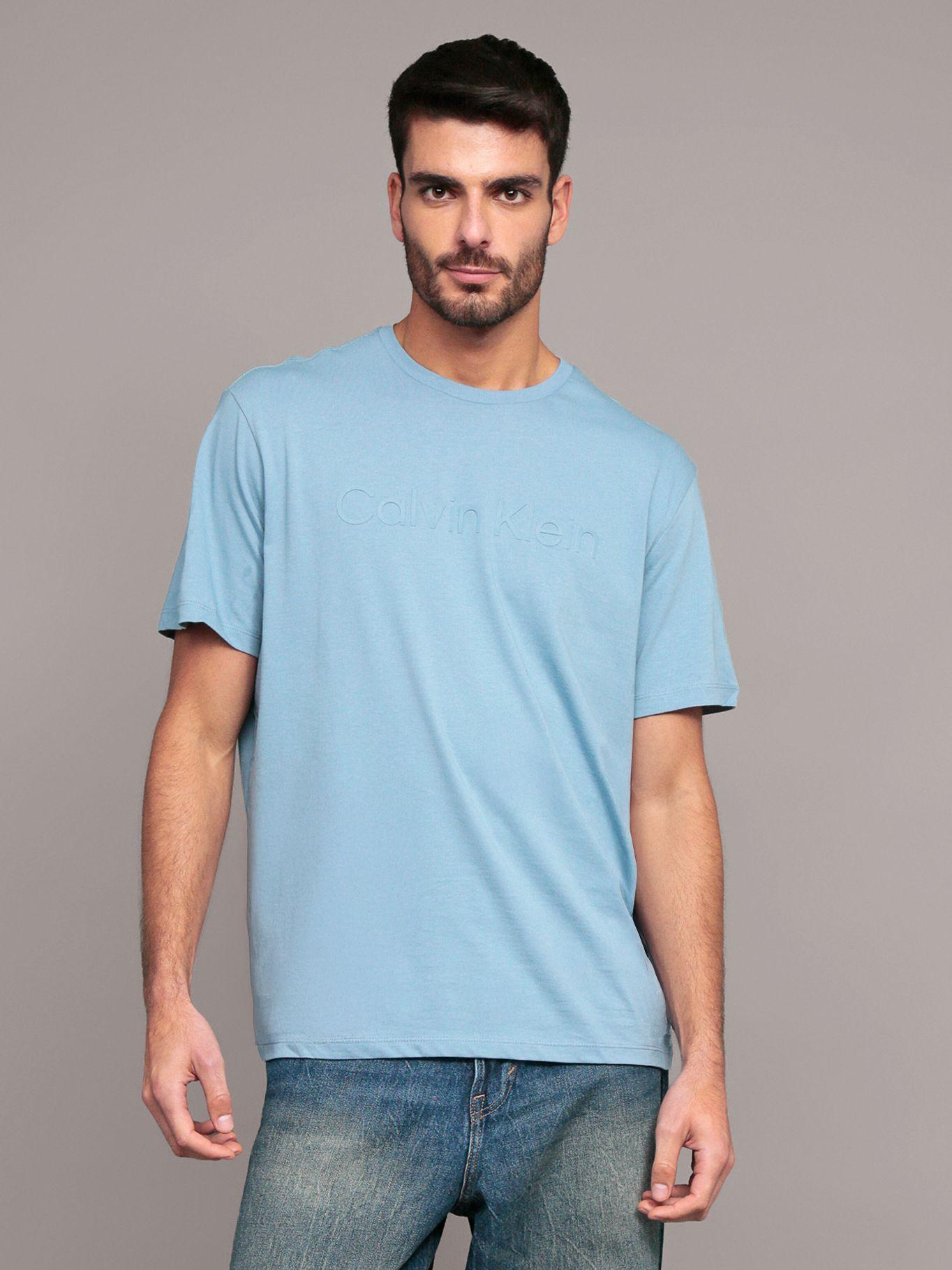 Polera con Logotipo Tonal Celeste Calvin Klein-0