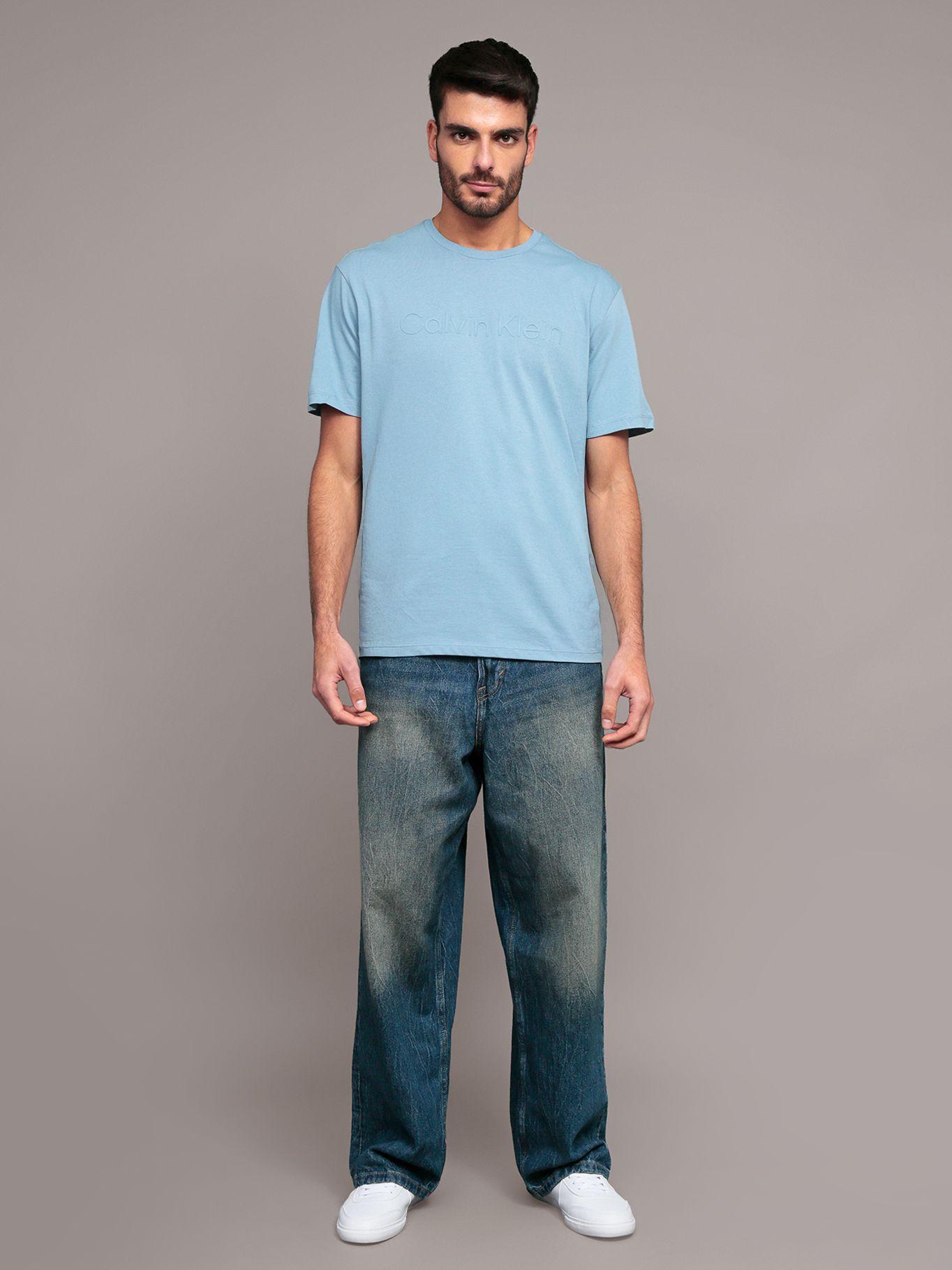 Polera con Logotipo Tonal Celeste Calvin Klein-1