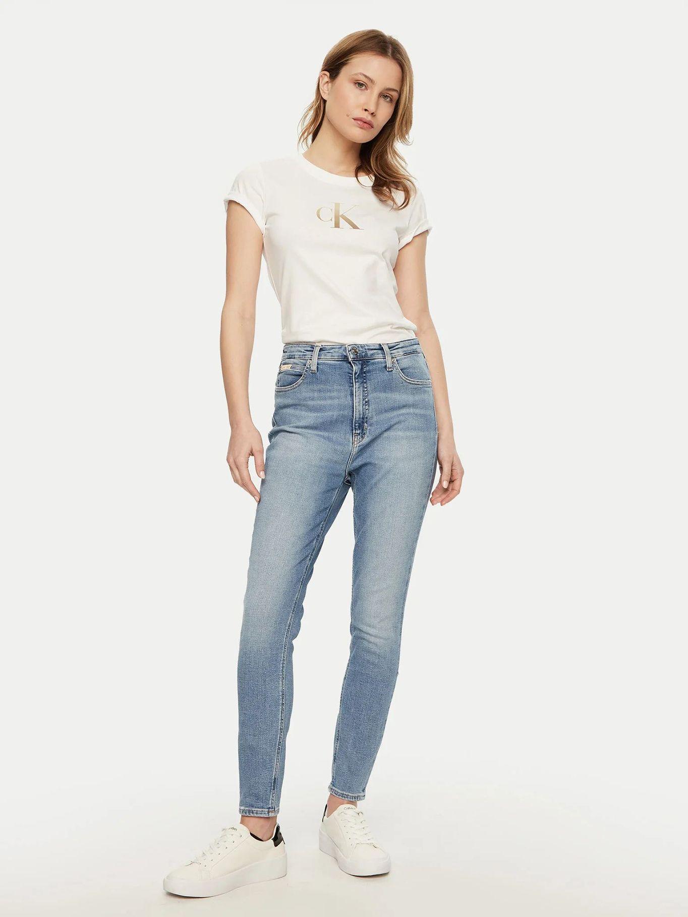 Polera slim con monograma Blanco Calvin Klein-1