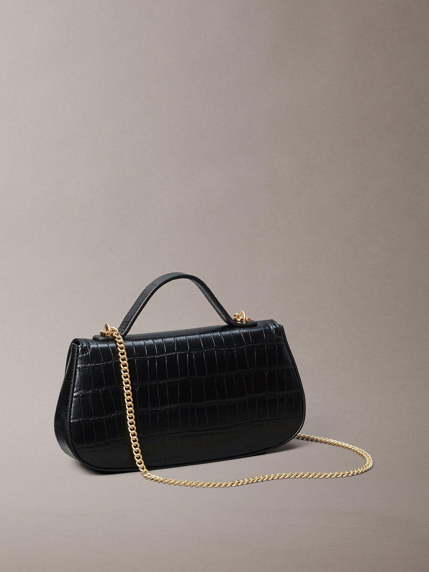 Bandolera Efecto Cocodrilo C Cadena Negro Calvin Klein-2