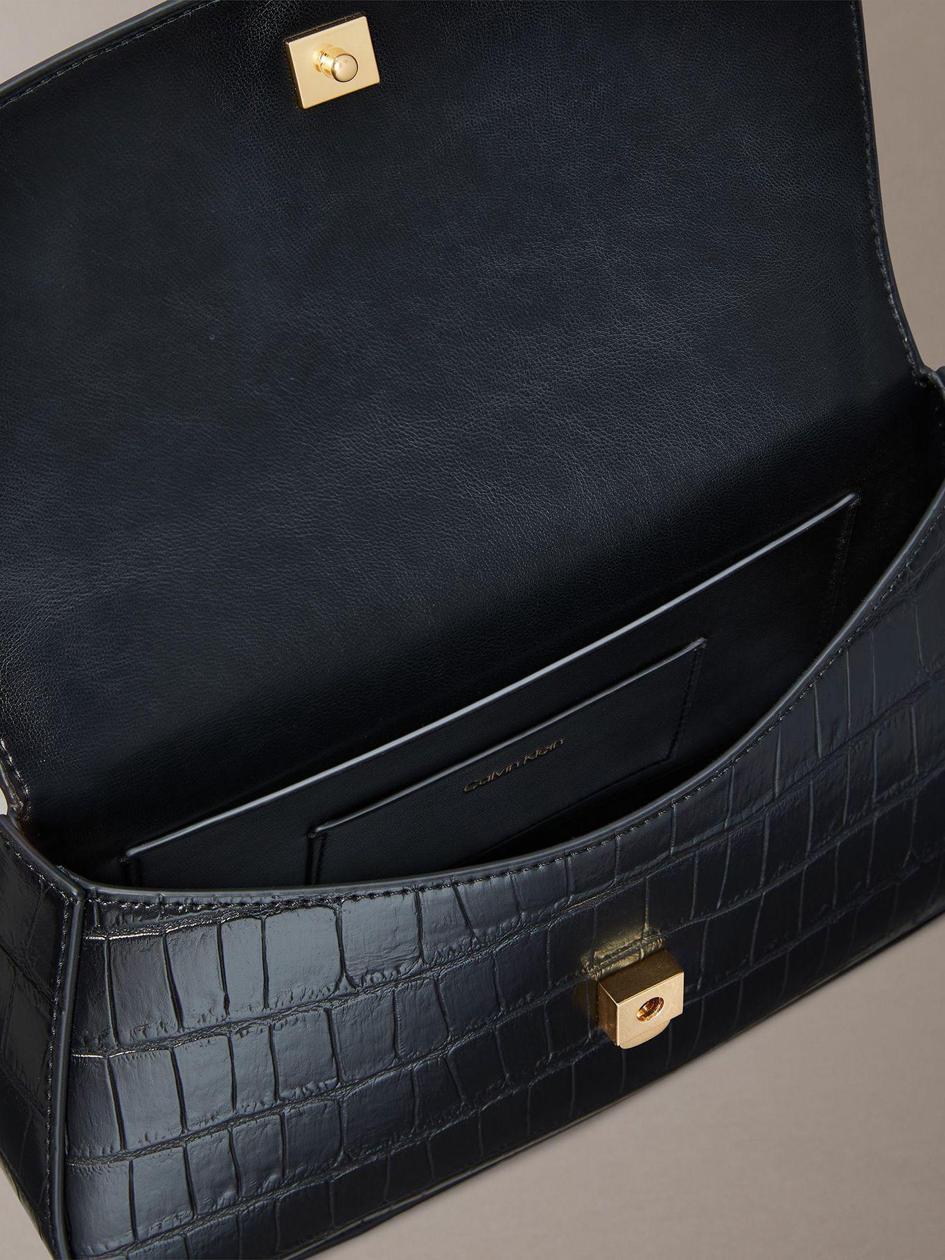 Bandolera Efecto Cocodrilo C Cadena Negro Calvin Klein-3