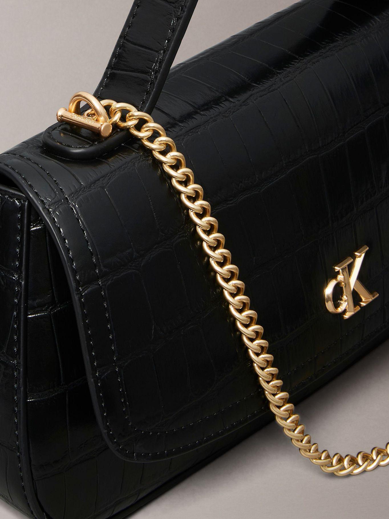 Bandolera Efecto Cocodrilo C Cadena Negro Calvin Klein-4