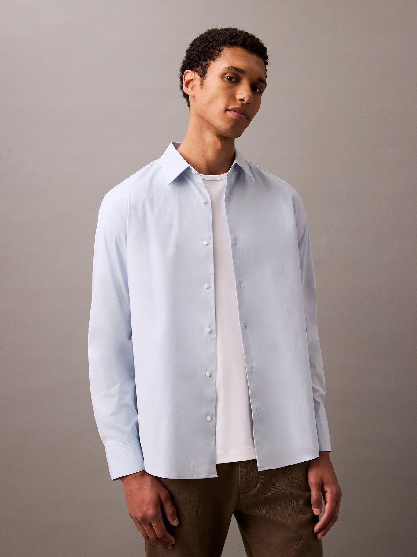 Camisa Clásica Stretch Celeste Calvin Klein-0