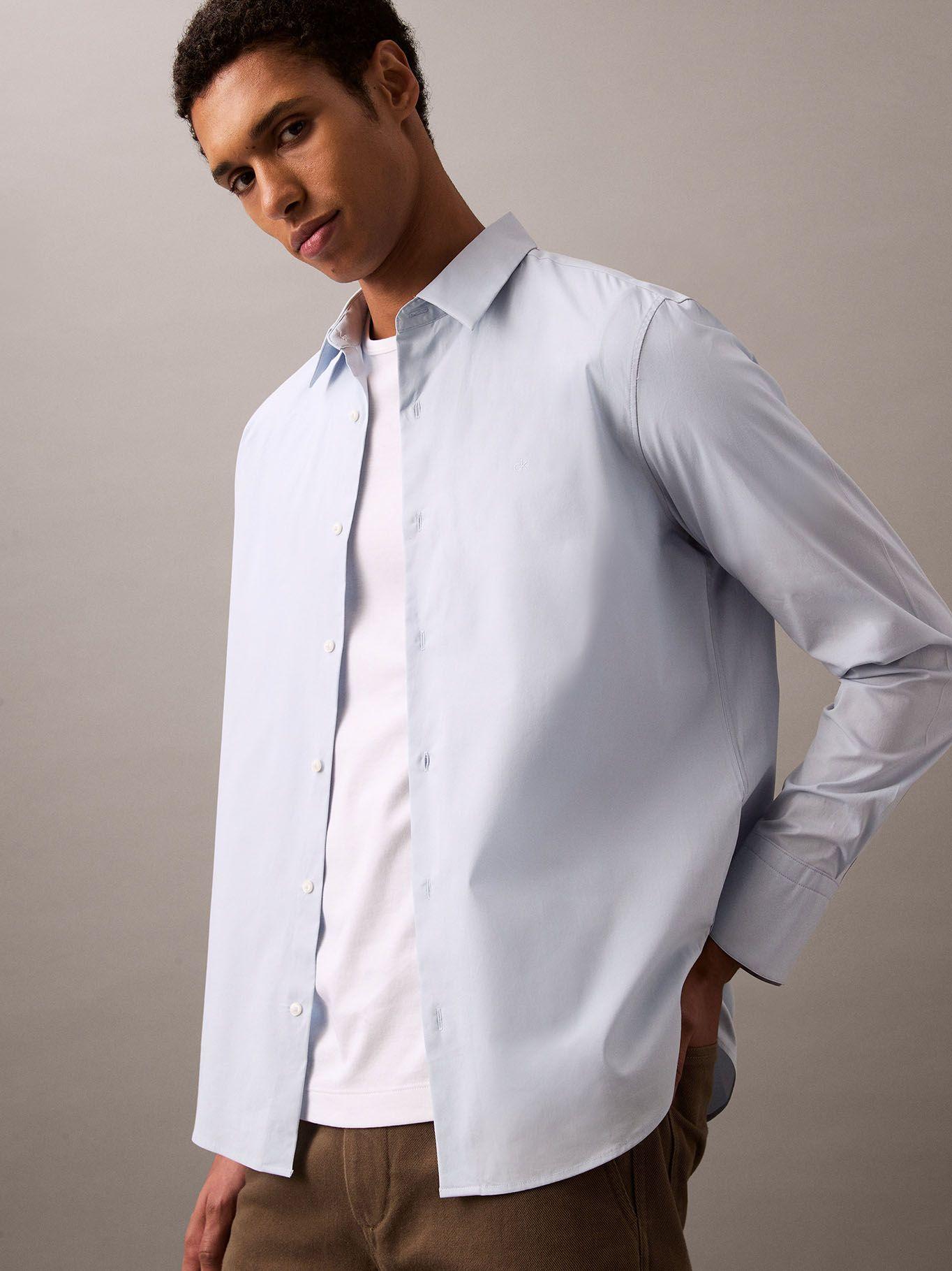 Camisa Clásica Stretch Celeste Calvin Klein-3