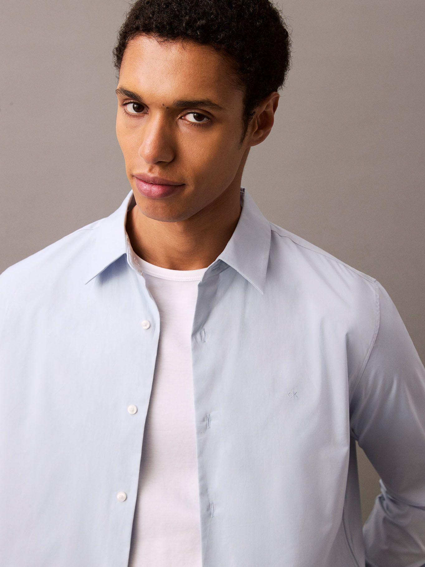 Camisa Clásica Stretch Celeste Calvin Klein-4