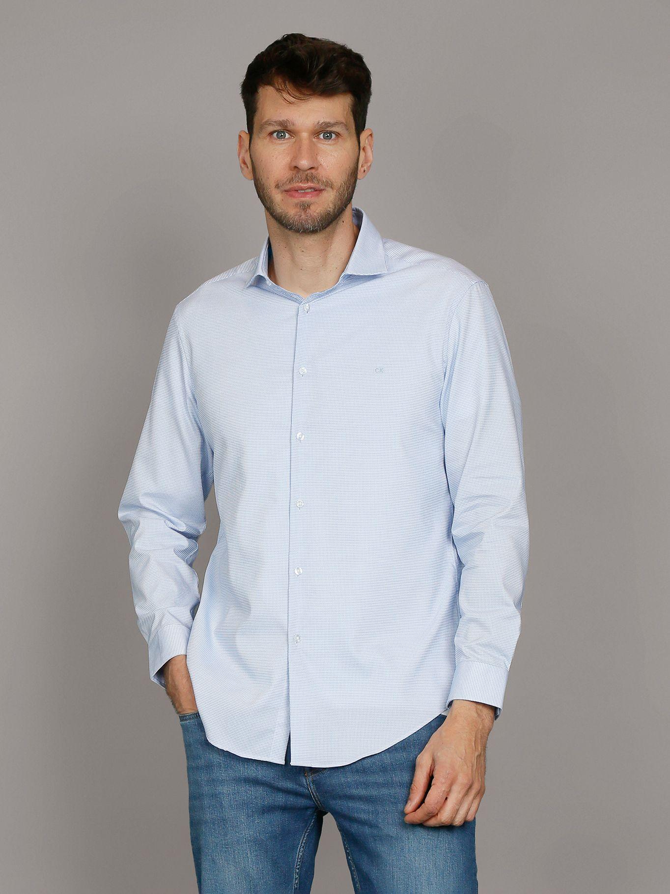 Camisa Slim Fresh Comf Celeste Calvin Klein-0