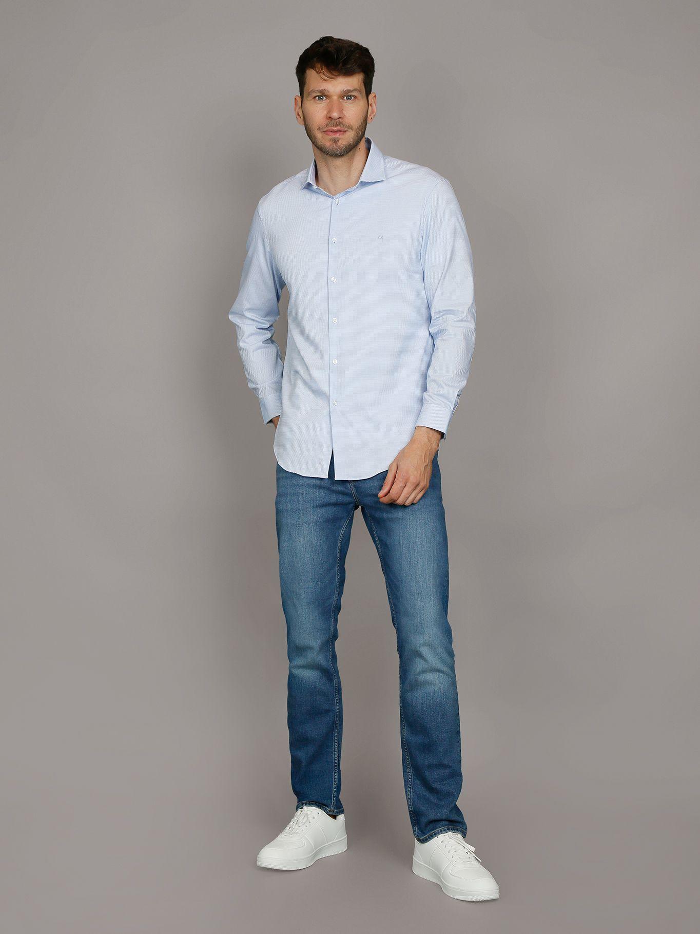 Camisa Slim Fresh Comf Celeste Calvin Klein-1