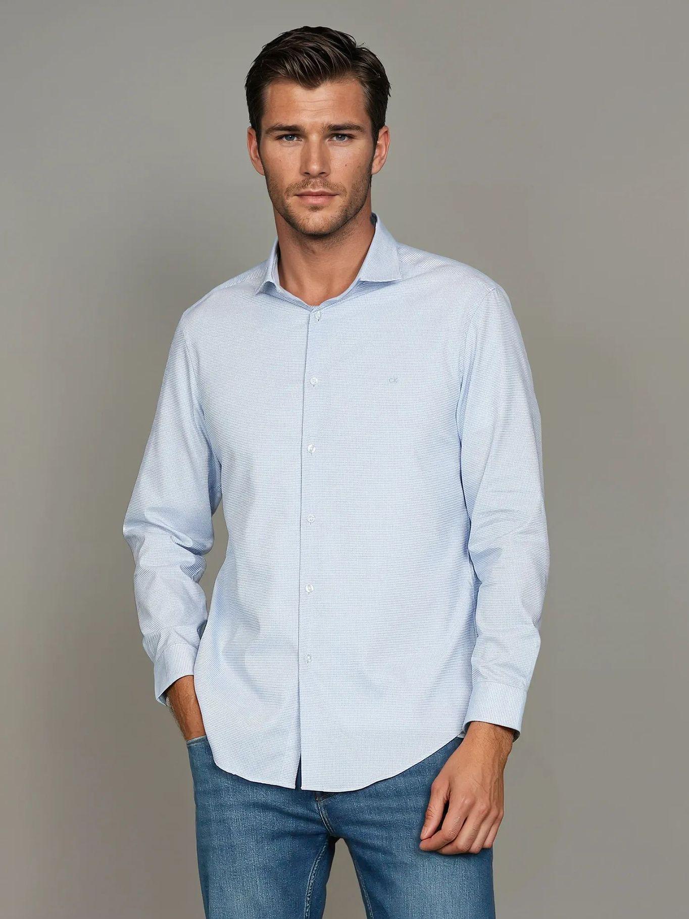 Camisa Slim Fresh Comf Celeste Calvin Klein-0