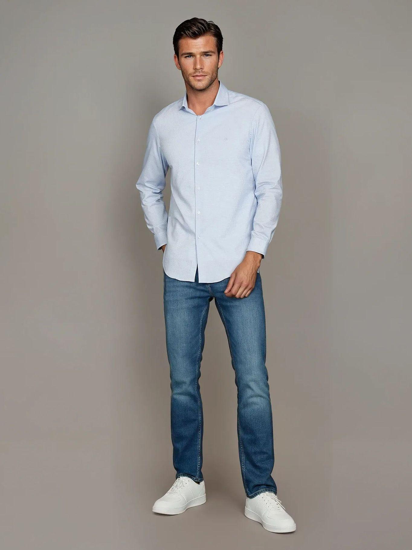 Camisa Slim Fresh Comf Celeste Calvin Klein-1
